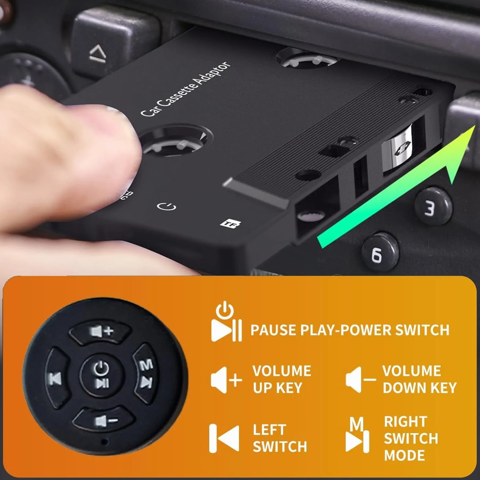 Car Audio Bluetooth Wireless Kassettenempfänger, BT5.4 Tape Player Kassette Aux Adapter mit Fernbedienung, für Anrufe, Musik