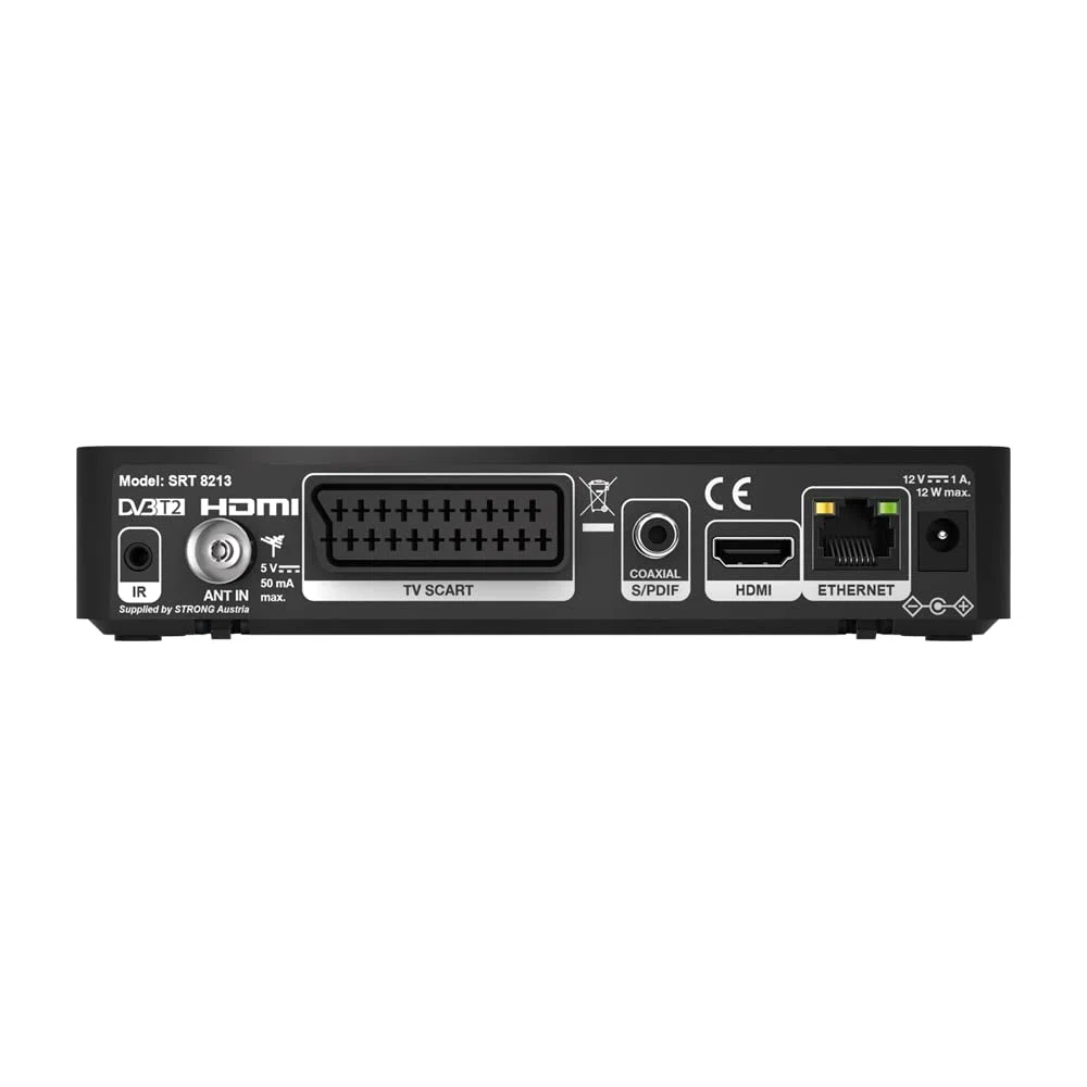 STRONG SRT8213 DVB-T2 Full HD DVB-T2 Receiver/TV Tuner mit Recorder Funktion (HDMI, Scart, USB, Dolby Digital Plus) schwarz