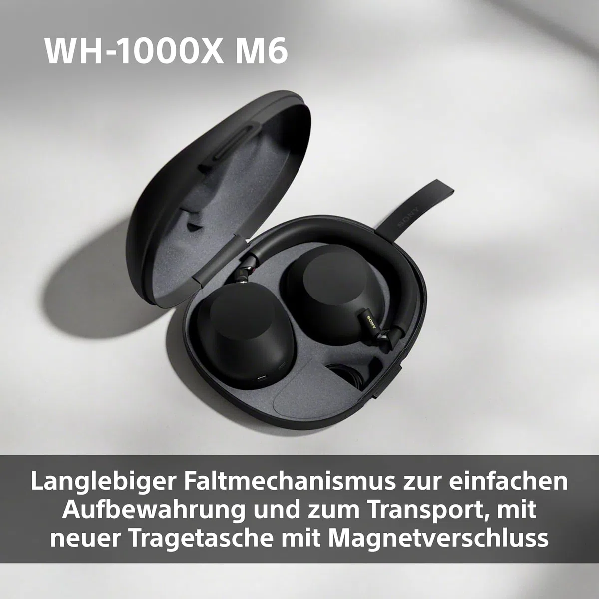 Sony WH-1000XM6 kabellose Noise Cancelling-Kopfhörer, Signature Hi-Res Sound, Bluetooth-Kopfhörer, Komfort, faltbares Design, magnetische Tragetasche, 30 Std.-Akku NC An, iOS & Android - Schwarz