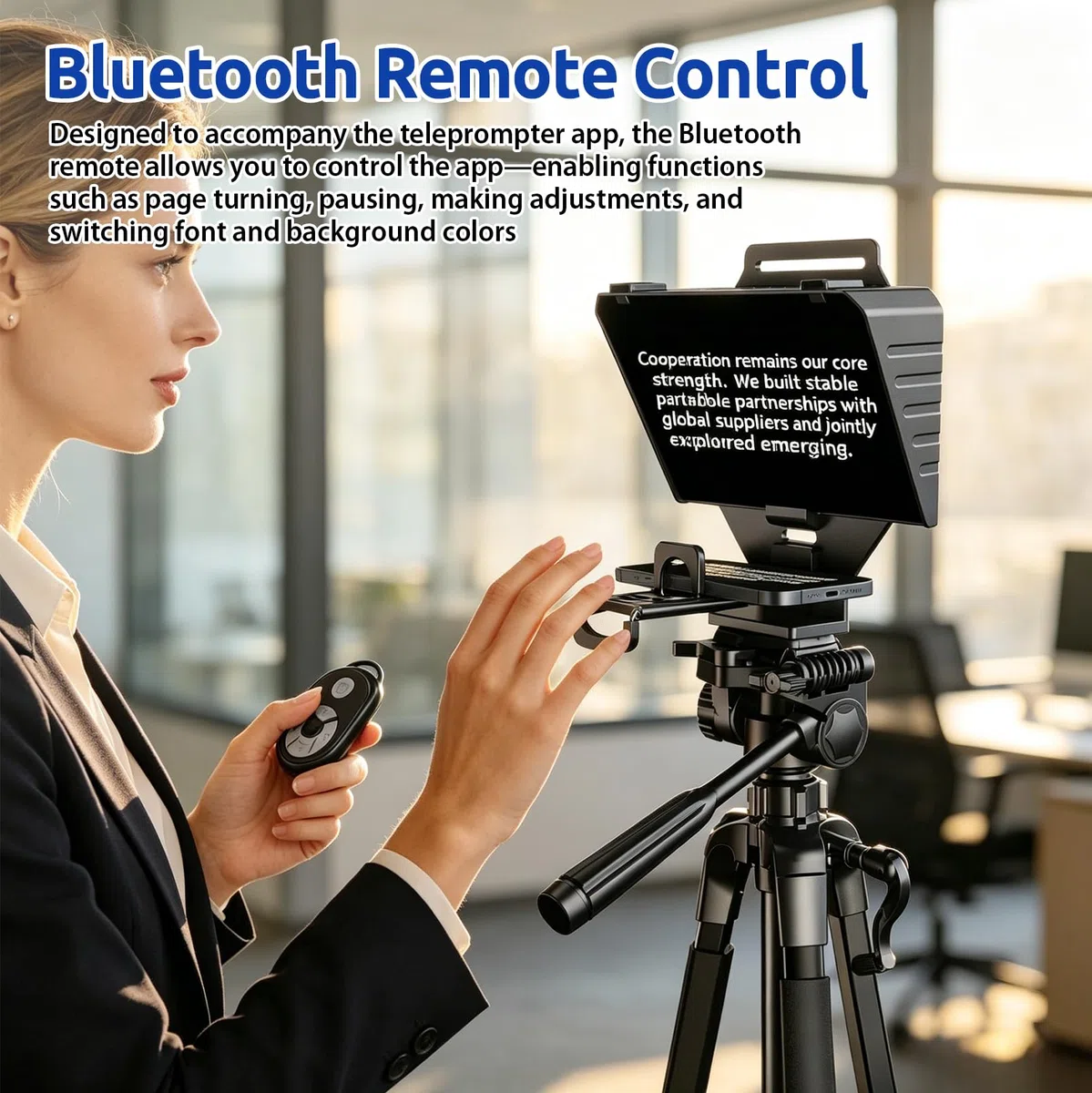 Teleprompter für Smartphone Tablet DSLR-Kamera, Mit Fernbedienung | App Steuerung, Weitwinkelobjektiv für Bis Zu 10 Zoll, Kompatibel mit iOS mit Android, Für Live-Streaming Videoaufnahme