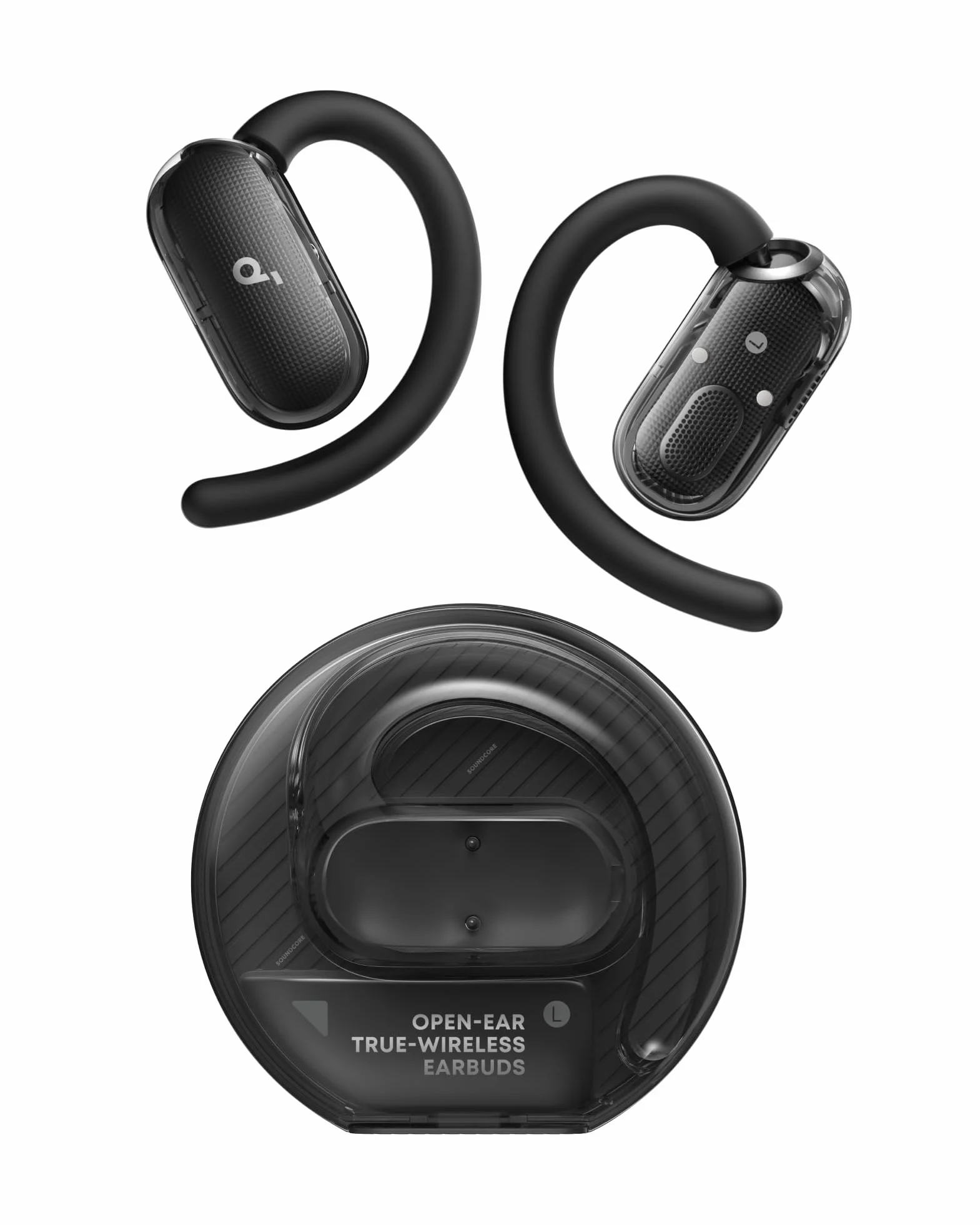 soundcore V40i by Anker, Open-Ear Kopfhörer, Kabellose Earbuds mit klarem Case, verstellbar für jedes Ohr, 2X tieferer Bass, IP55, 21h Spielzeit, KI-optimierte Anrufe, Bluetooth 5.4, App-Steuerung