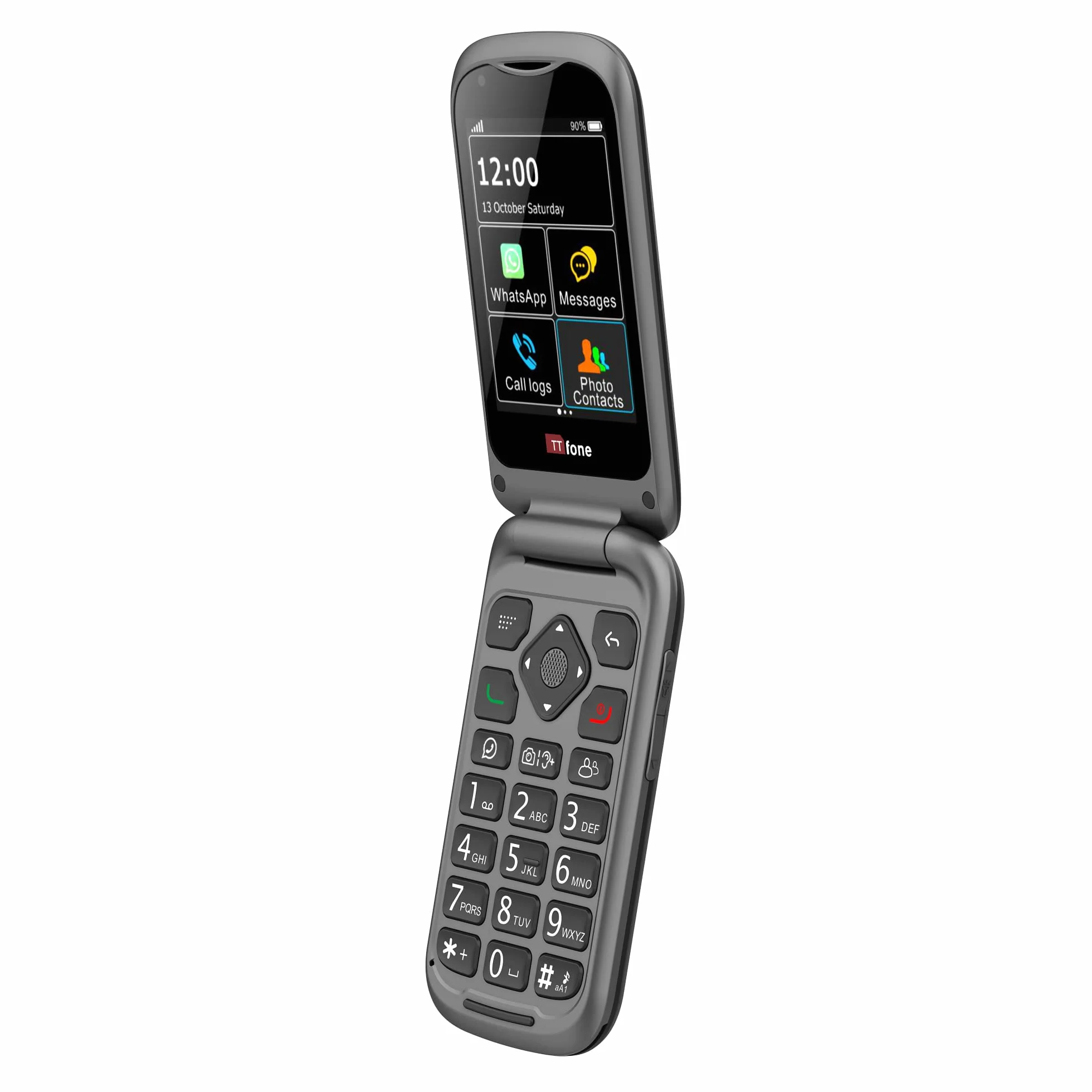 TTfone TT970 Whatsapp 4G Touchscreen Senior Big Button Flip Handy - mit 8MP Kamera und Hörgerät kompatibel und Notfallhilfe-Taste (Solo)