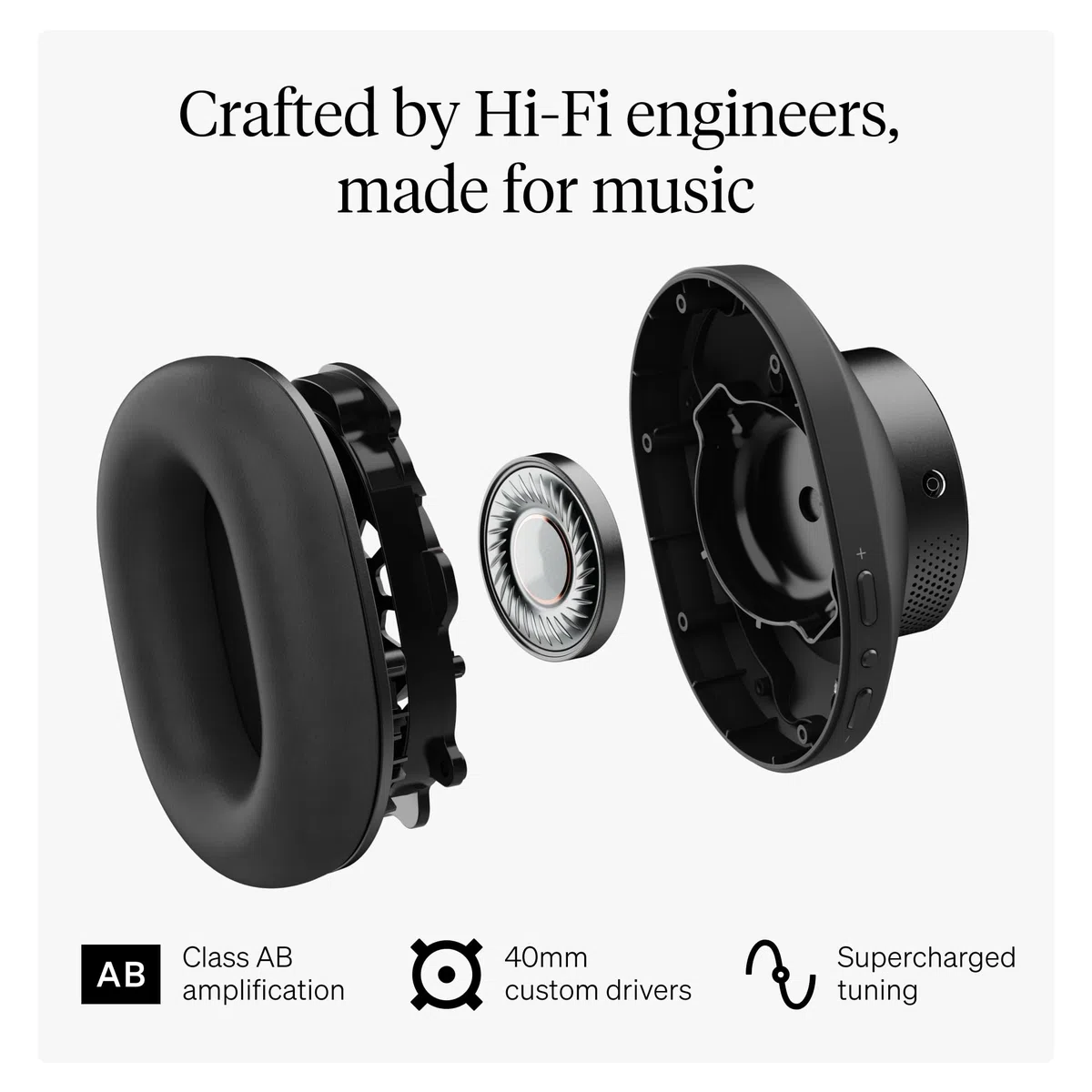 Cambridge Audio Melomania P100 SE - Wireless Kopfhörer, Bluetooth mit ANC, Hi-Fi Sound, bis zu 100 Std Akku, wechselbarer Akku, Gaming-Modus, Case - Schwarz