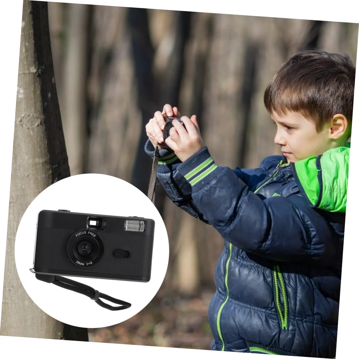 Gadpiparty Vintage Filmkamera aus ABS Wiederverwendbar mit Eingebautem Blitz Schwarz