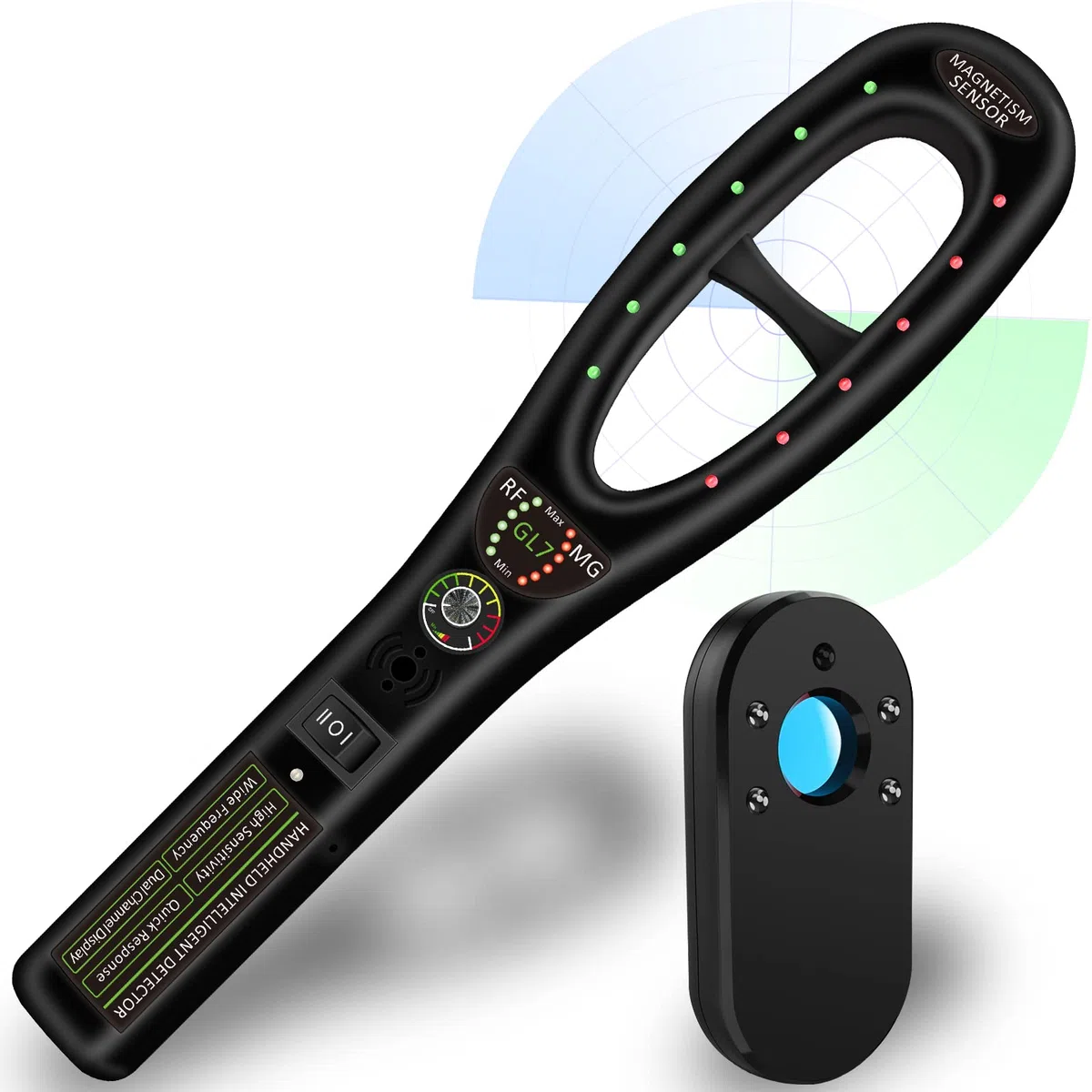 Wanzen Detektor, Kamera Finder & GPS Tracker Finder, RF Scanner mit Magneterkennung für Auto, Hotel, Büro, Zuhause und Reisen, Tragbar, Wiederaufladbar, Schwarz