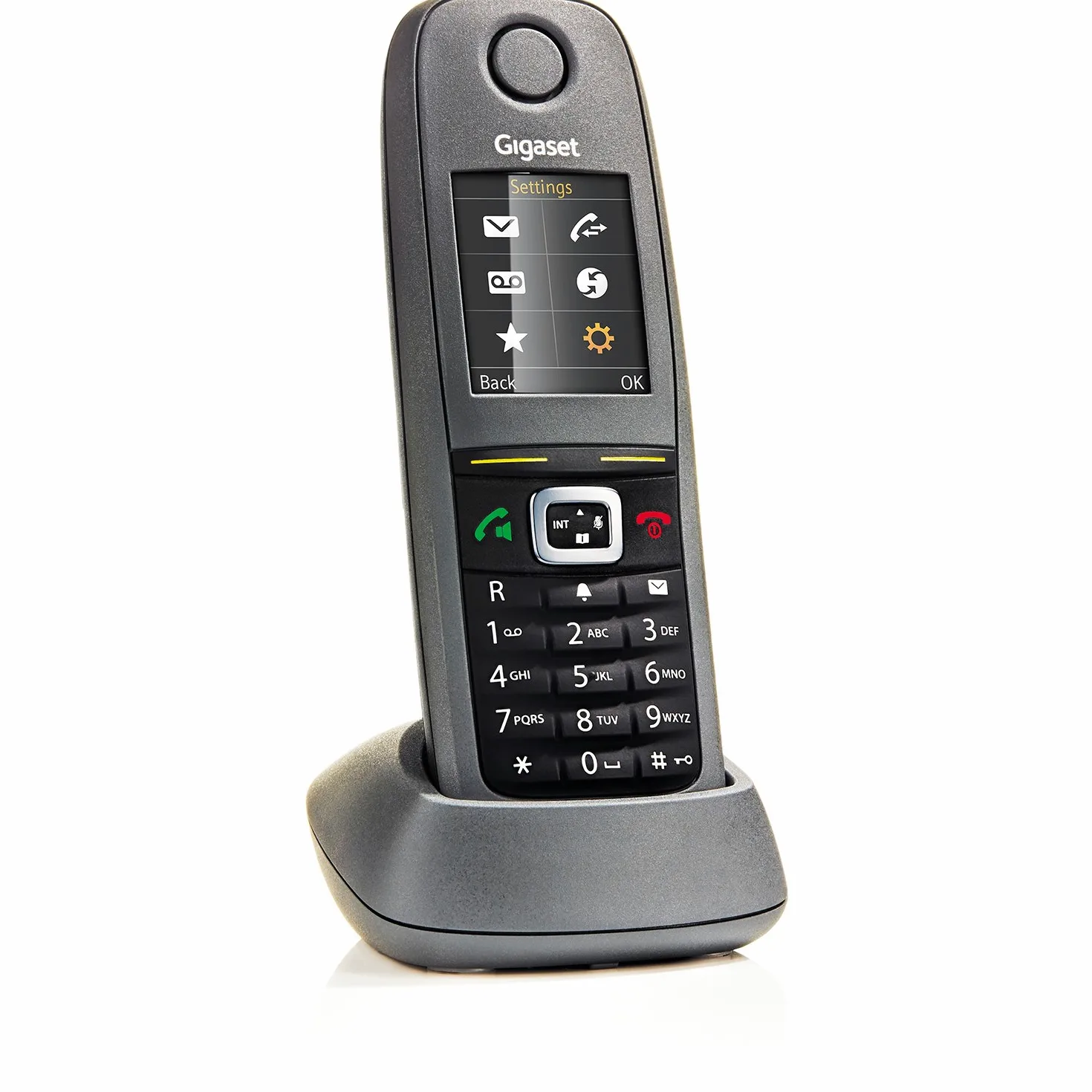 Gigaset R650H PRO Mobilteil Erweiterung mit Ladeschale- stoßfesten Gummigehäuse - wasserabweisend und staubsicher IP65, HD-Voice, LED für optische Rufanzeige, grau