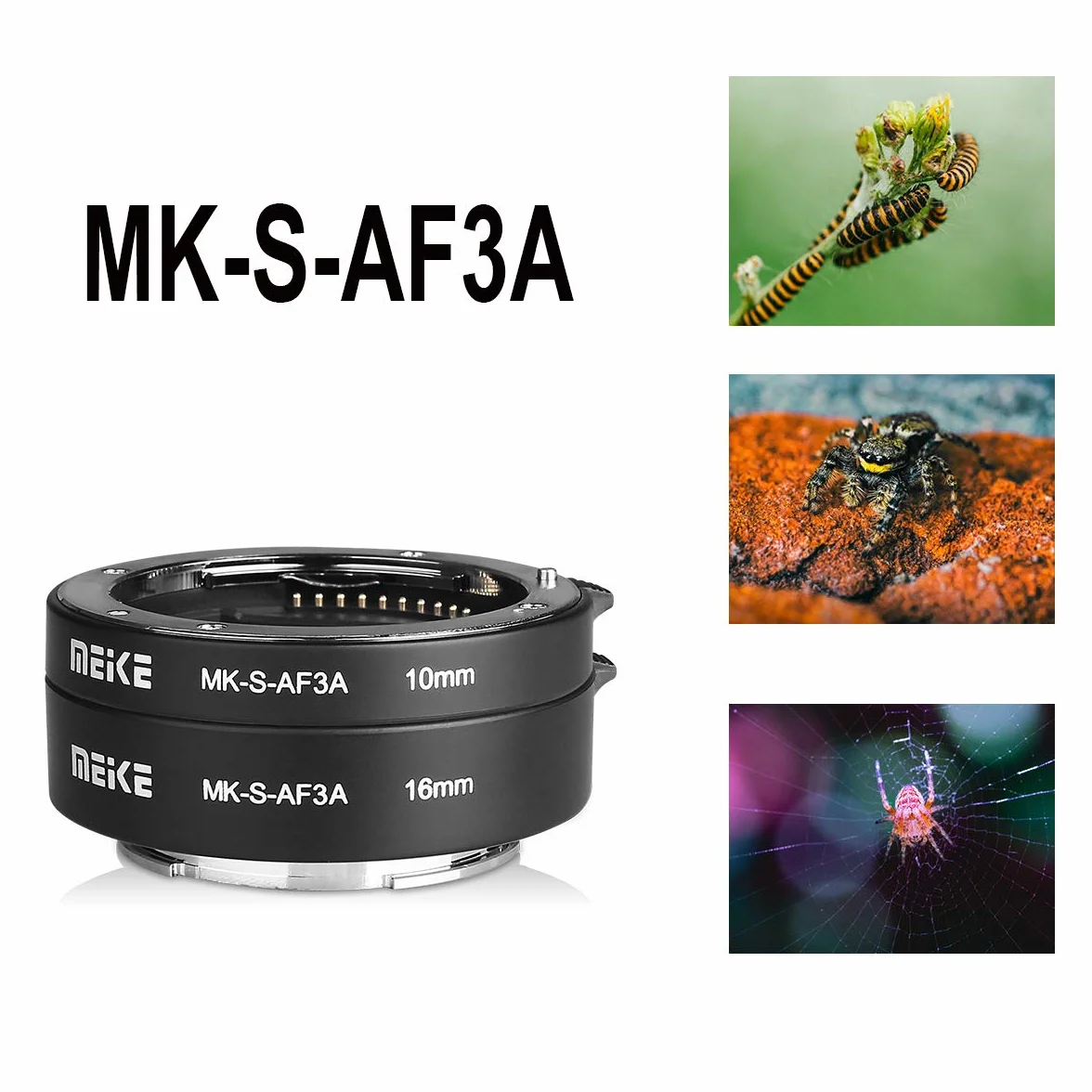 Meike MK-S-AF3A Metall-Autofokus-Makro-Verlängerungsrohr-Adapterring (10 mm + 16 mm) für Sony Mirrorless E-Mount A5000 A5100 A6000 A6300 A6500 A6400 A6600 A6100 A6600 A9 A7III A7 NEX NEX5 NEX6 NEX7