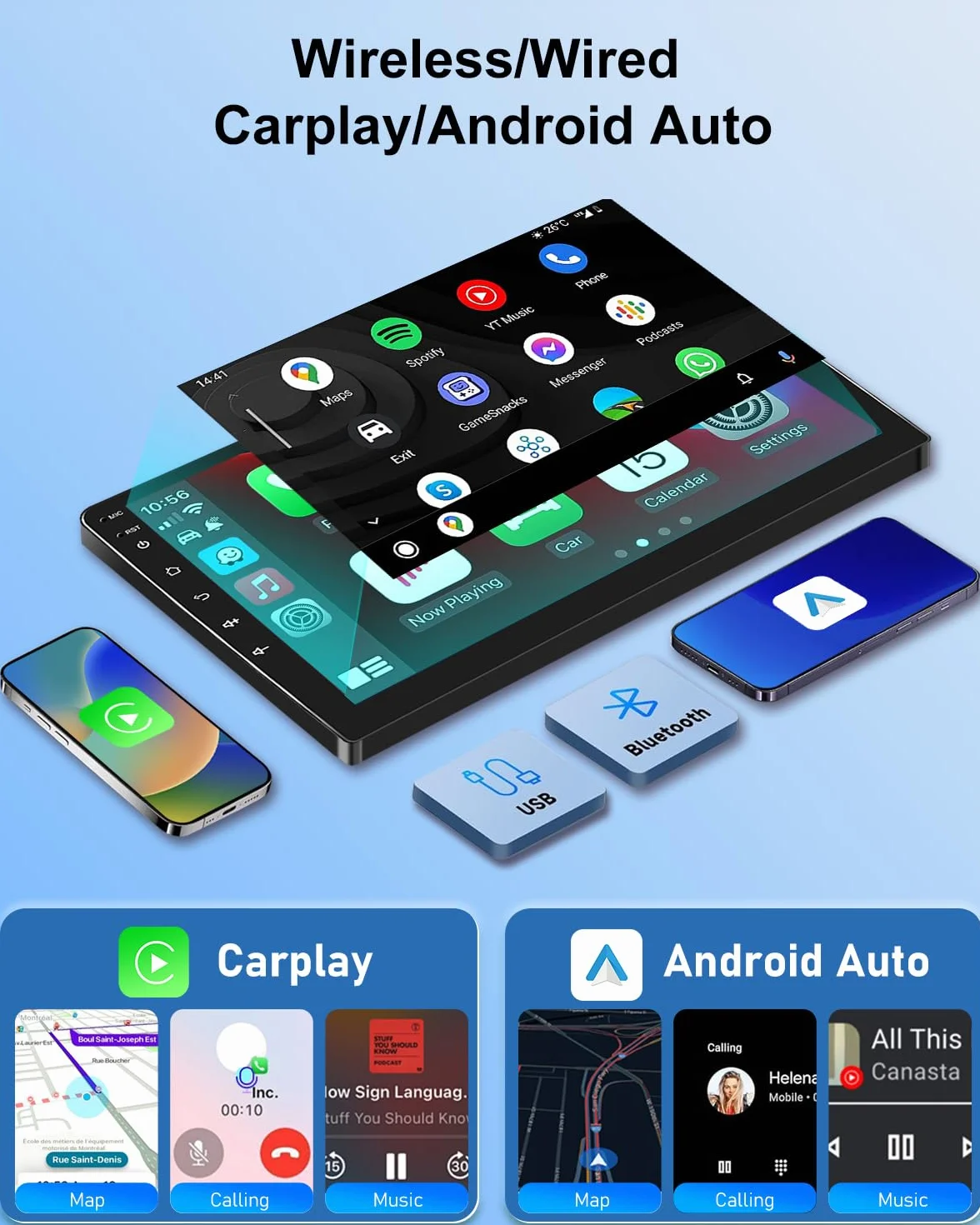 NHOPEEW 2+64G 10.1 Zoll Android Radio für Mercedes Benz Vito W447 2014-2020 - Wireless CarPlay & Android Auto GPS Navigation, Lenkradsteuerung, FM RDS, Split-Screen + Rückfahrkamera