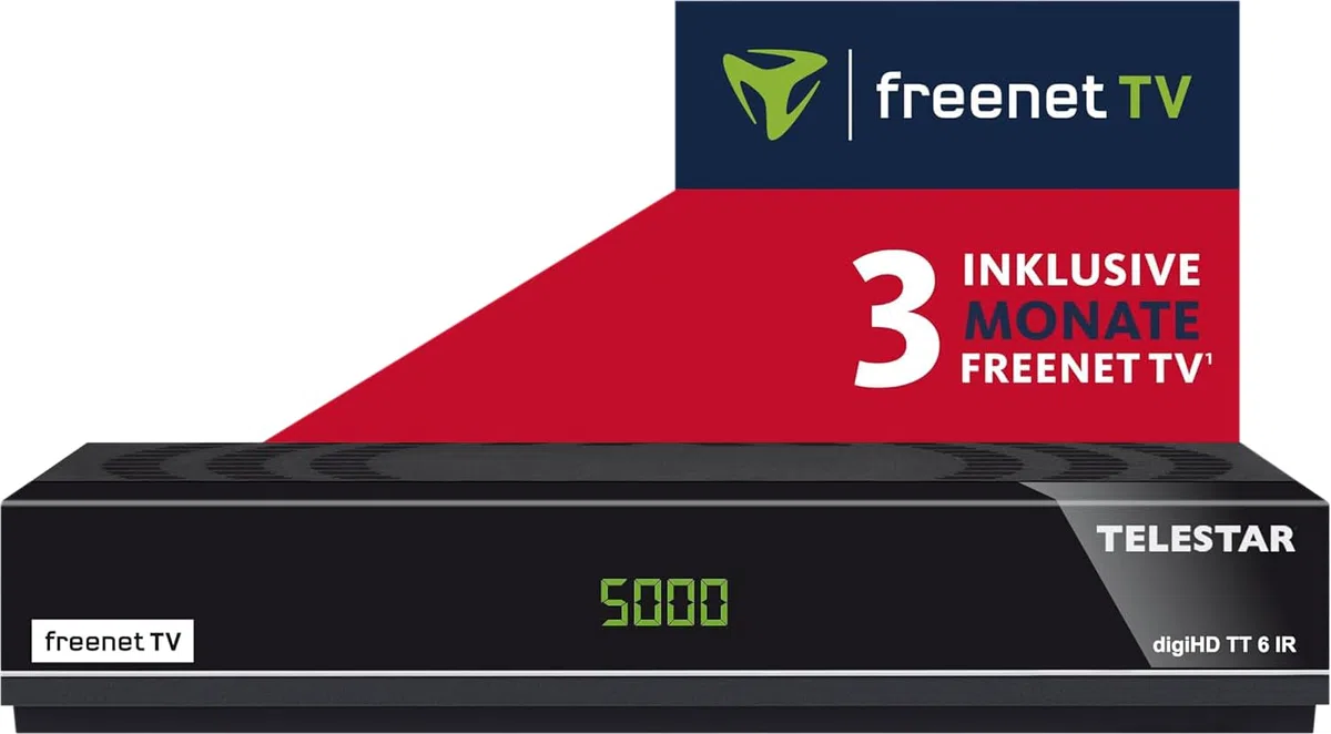 Telestar digiHD TT6 IR - DVB-T2 HD Receiver inkl 3 Monate freenet TV / DVB-C Kabelreceiver (freenet TV Receiver, 3 Monate inkl., H.265/HEVC, DVB-T)