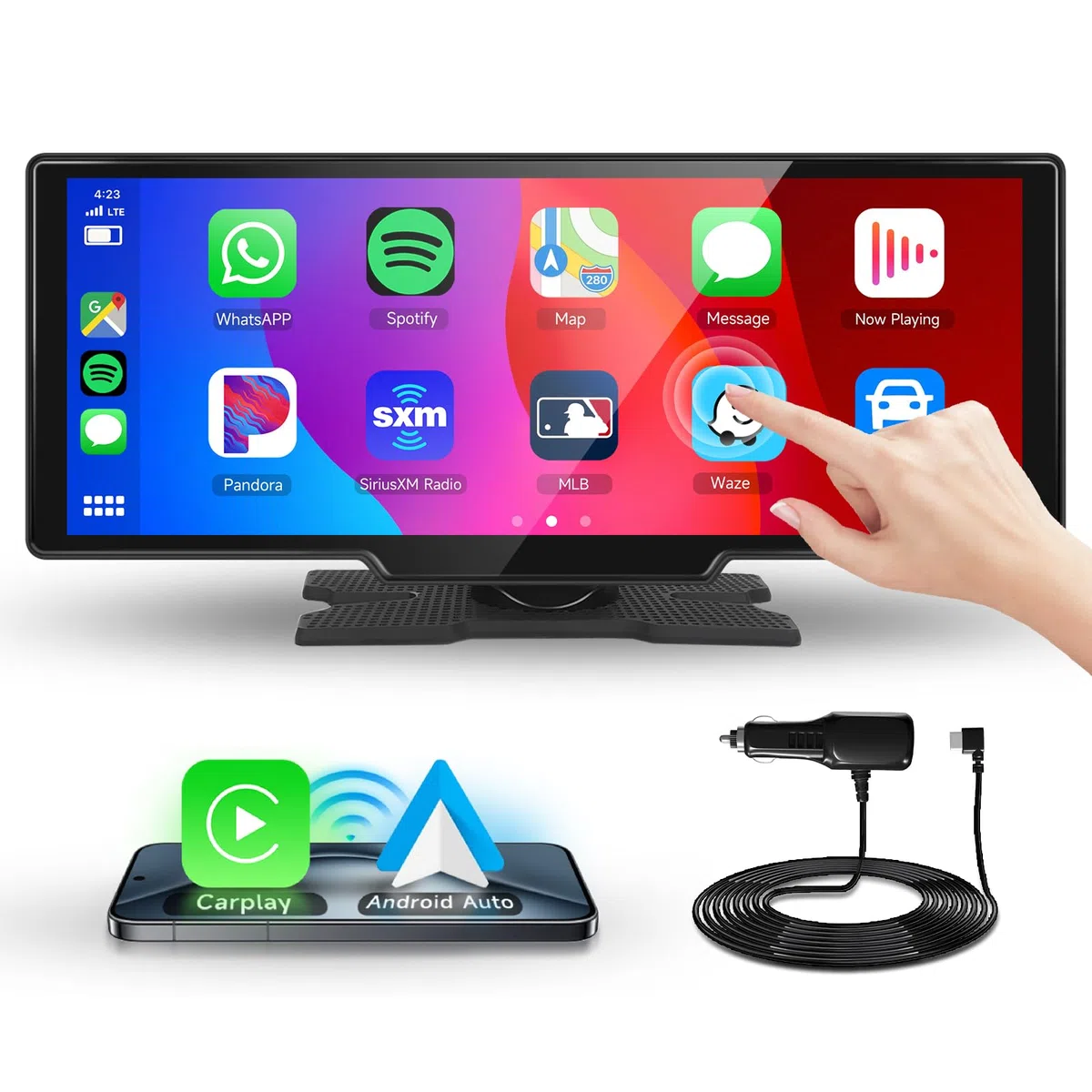 10,26-Zoll CarPlay Android Auto Autoradio, IPS-Touchscreen-Digitalempfänger fürs Auto mit Bluetooth, Navigation, Mirror Link, Auto-Player mit Siri/GOO-gle, TF/AUX-Eingang