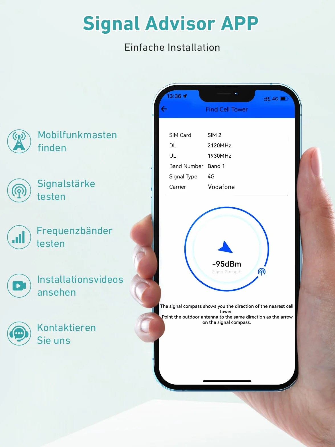 Mobilfunk Verstärker für Band 1/3/7/8/20, Handy Signalverstärker für Haus und Büro, 5G 4G LTE 3G GSM Repeater für Alle Europäischen Netzbetreiber O2 E-Plus T-Mobile Vodafone, MGC&AGC