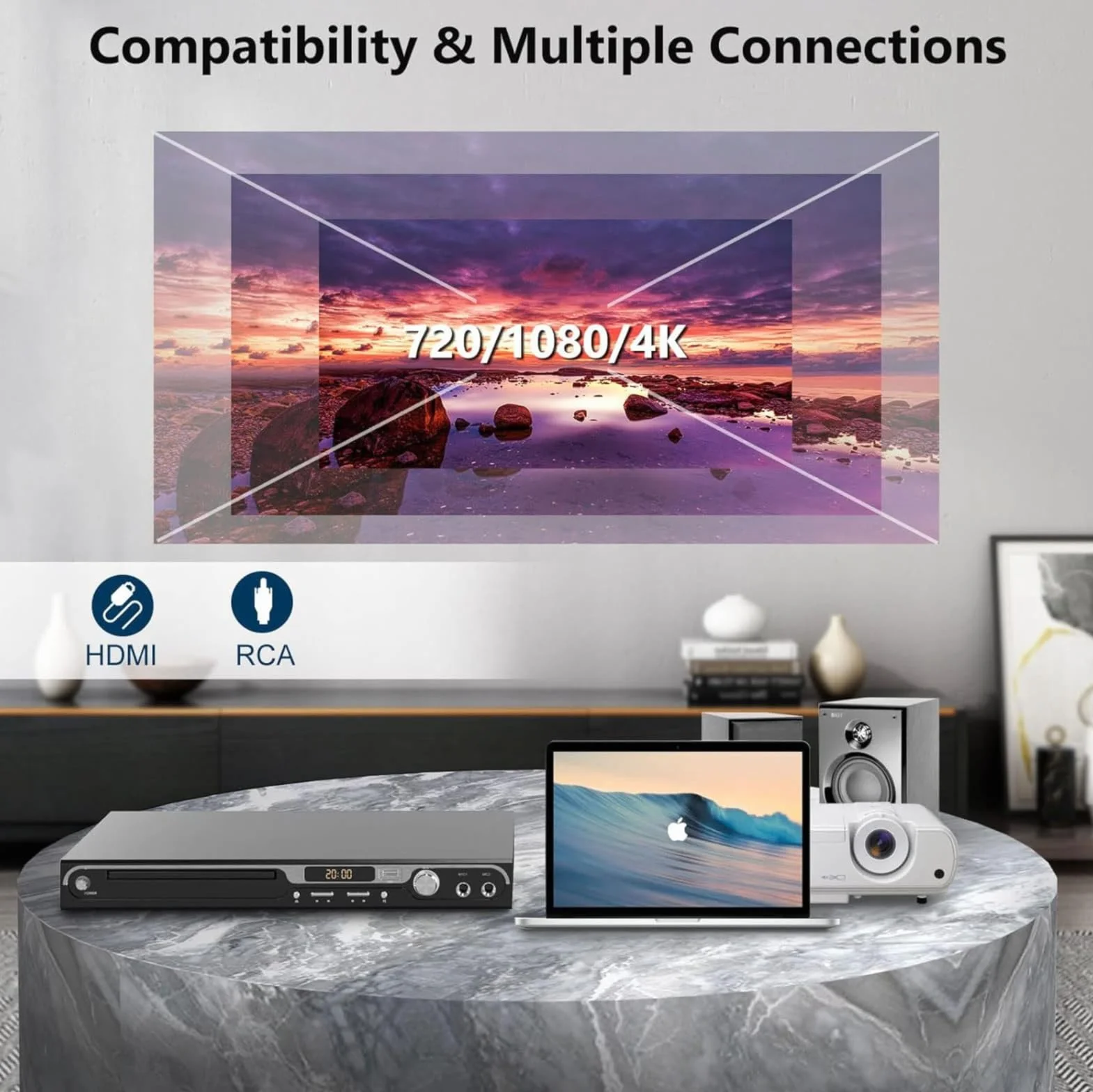 Maite 1080P HD DVD Player für TV - Region Free mit doppelten Mikrofoneingängen, USB & HDMI/AV Ausgang, Metal Tasten und Dolby Sound