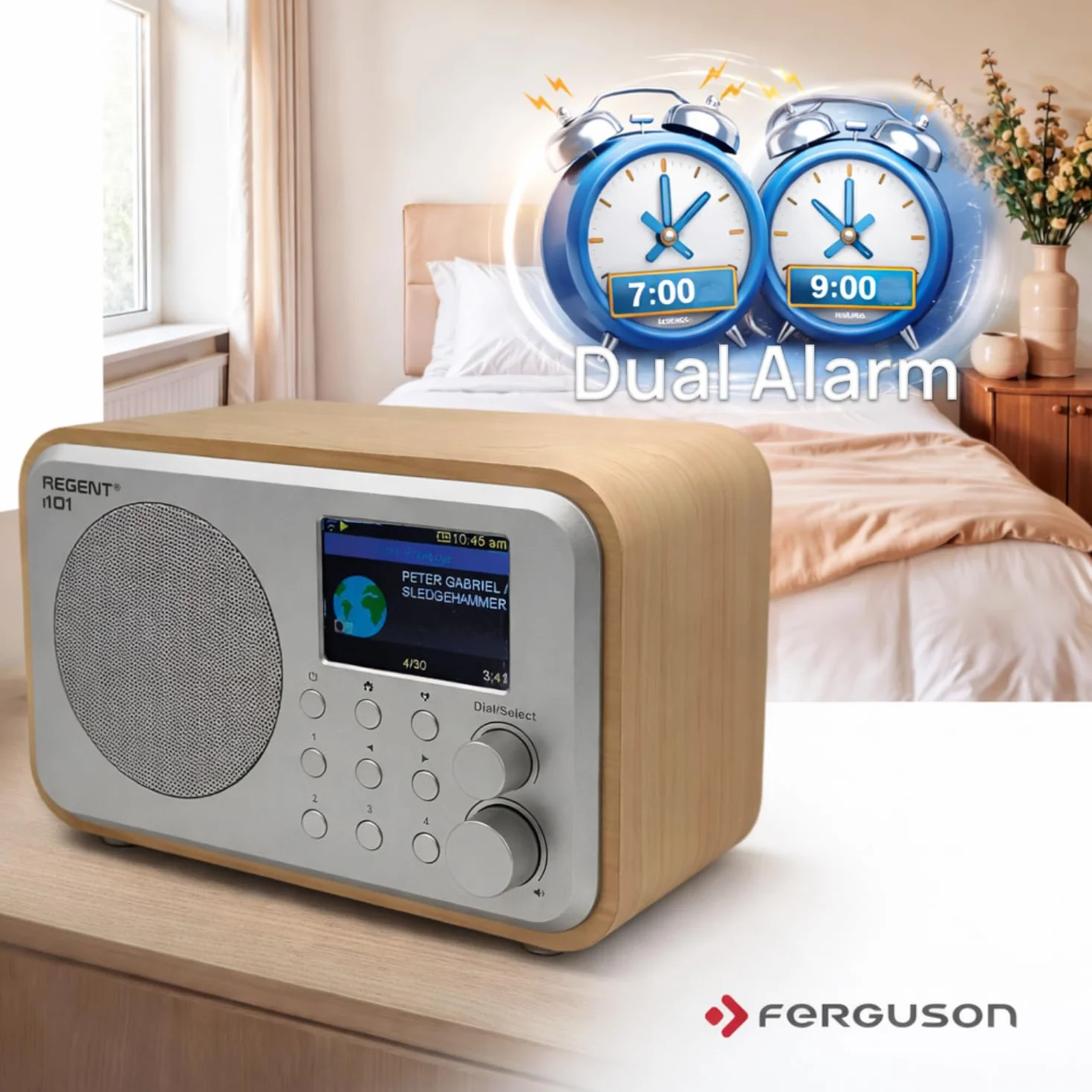 Ferguson Regent i101 Internetradio WLAN Radio mit Bluetooth FM/DAB/DAB+ Radio UKW, Radiowecker, Equalizer, Farbdisplay, USB, AUX IN, Line Out,UPnP, Sleep Timer, App-Steuerung, Fernbedienung