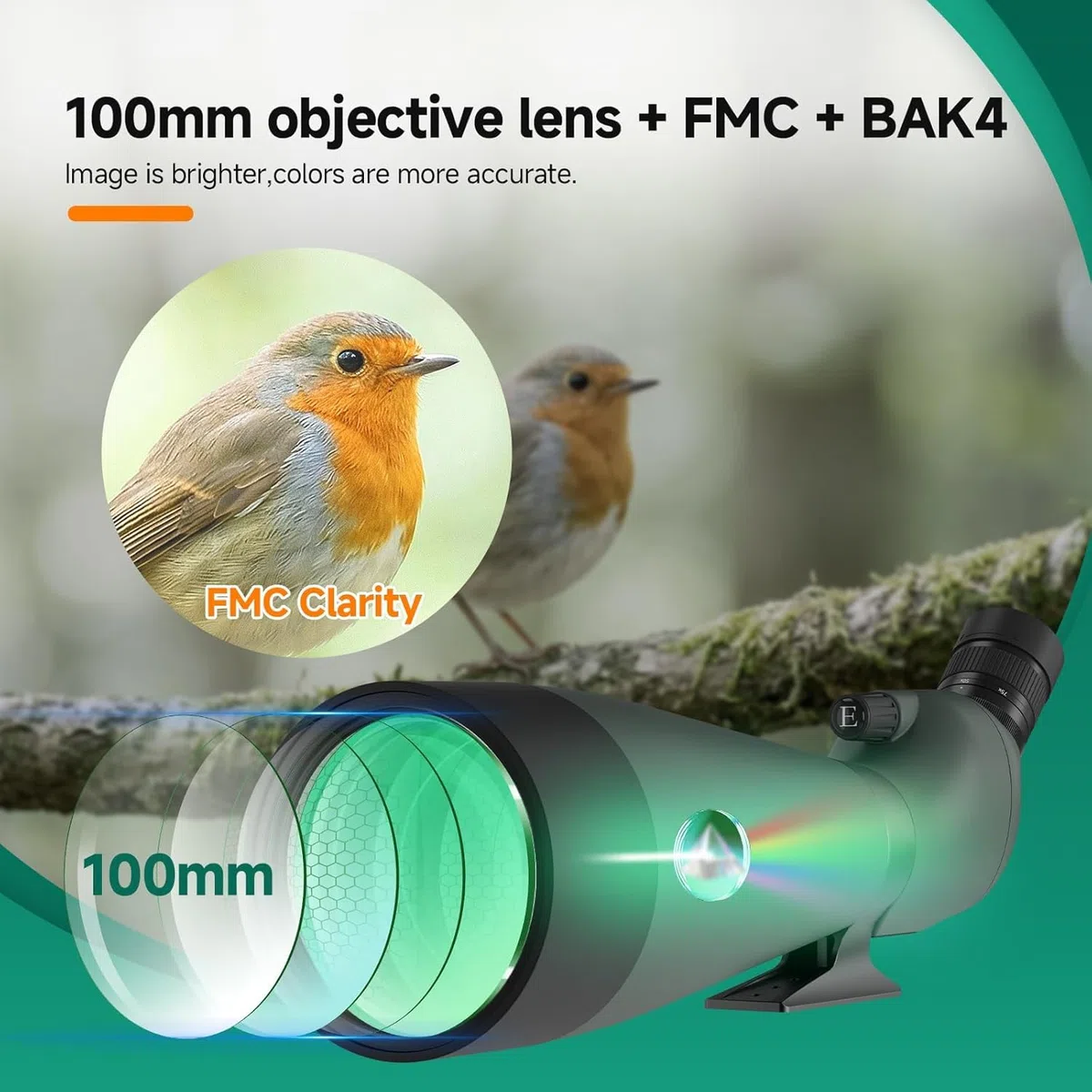 Svbony SV28 25-75x100mm Spektiv mit Stativ, Großes Sichtfeld, Helle und Klare Bilder, HD BAK4 Porro Prisma FMC, Spektive für Spektive für Sportschützen Vogelbeobachtung Wildtiere