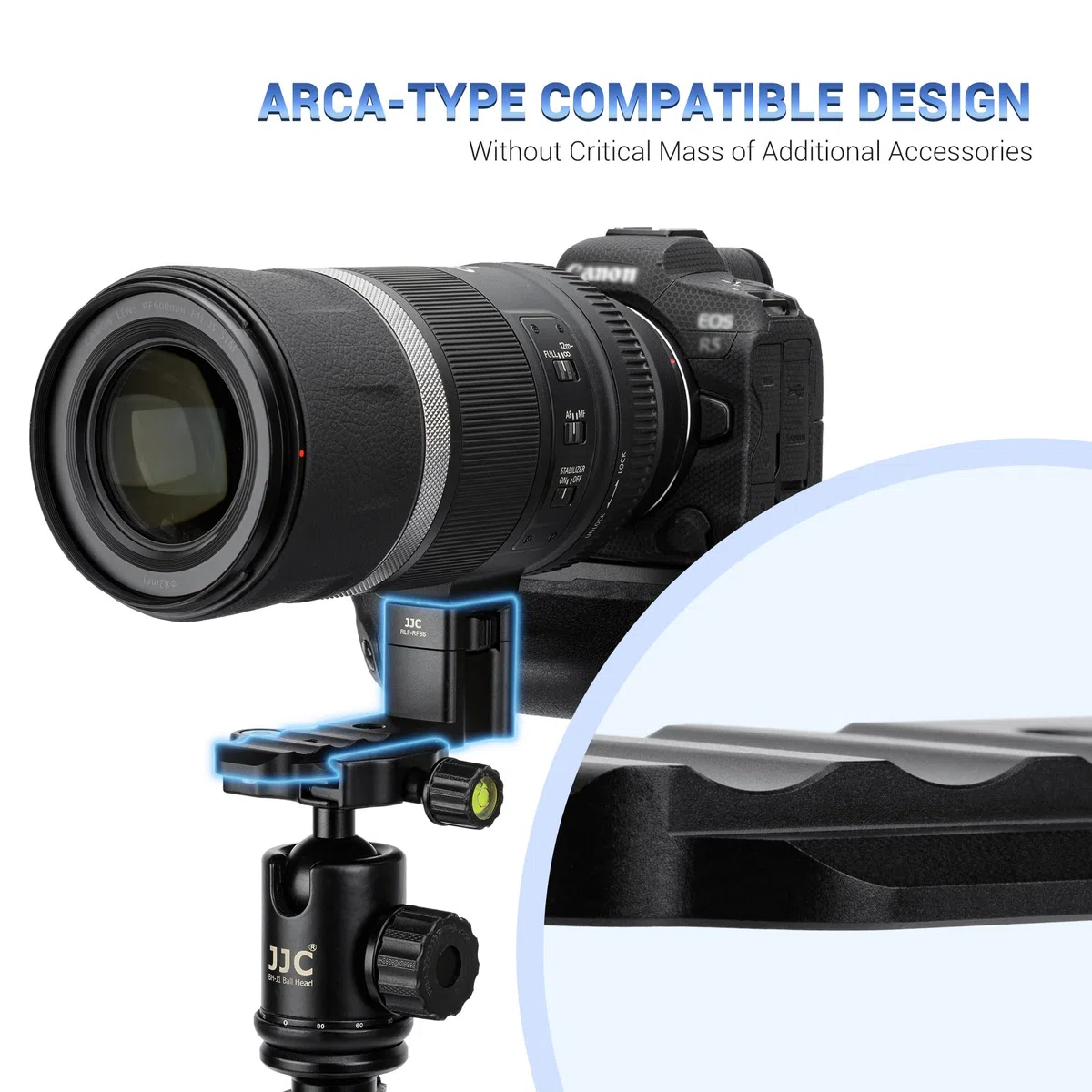 JJC Metall Objektivhalsband Fußständer Kompatibel mit Canon RF 600mm f/11 is USM und RF 800mm f/11 is STM Objektiv, Objektivhalter mit Schnellwechselplatte Passend Arca Typ Stativ Kugelkopfklemme