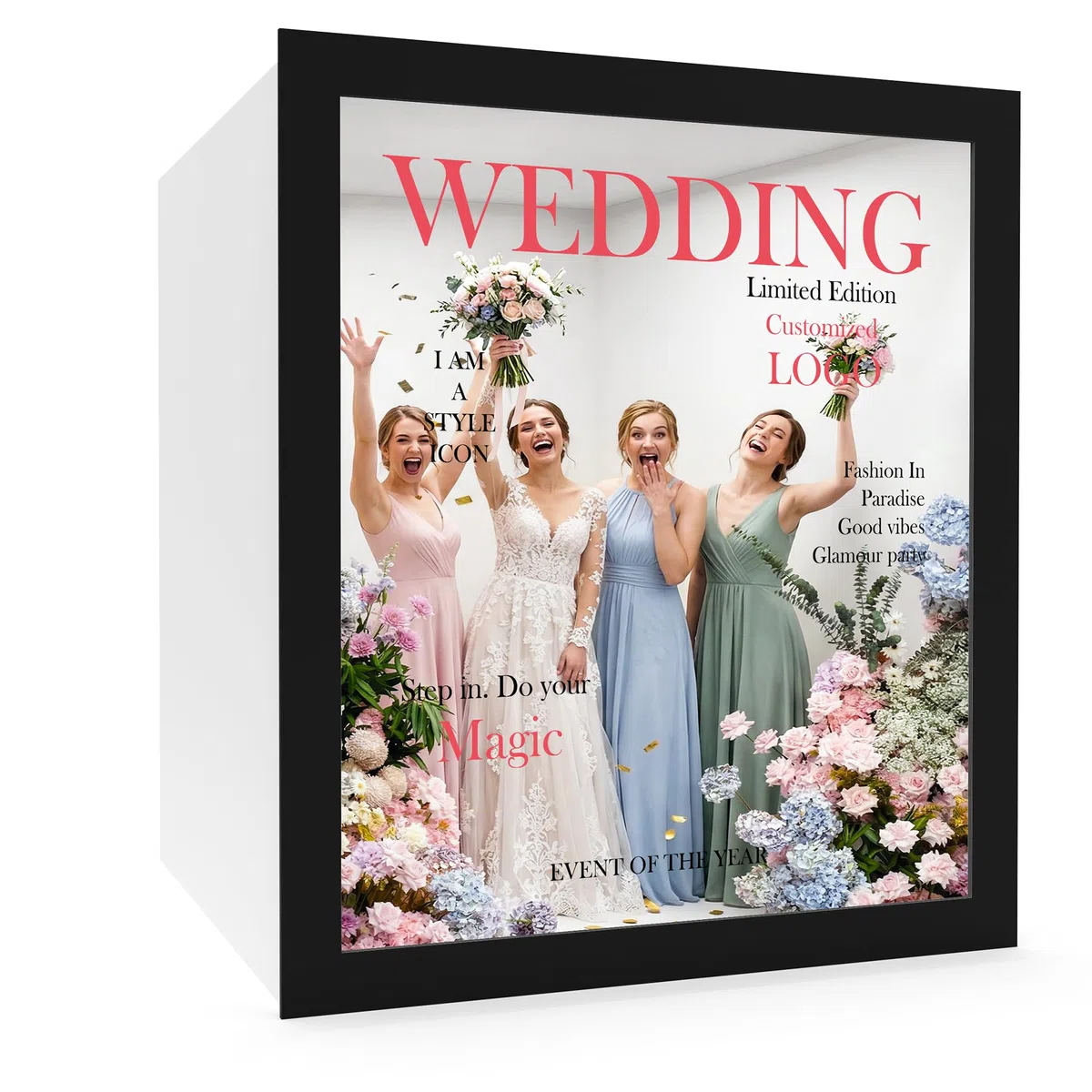 HARZHI Magazine Box Fotokabine, Leichte Photo Booth für Wedding mit Individuelles Logo, 2 x 2 x 2,3 M, Schneller und Einfacher Aufbau, Fotobox für Geburtstage, Partys, Vermietung und Kommerzielle