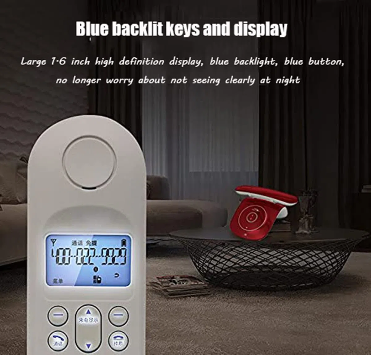 schnurloses Telefon mit anrufbeantworter, Digitales Schnurlostelefon,großem Display und Freisprechfunktion DECT-Telefon schnurlos für Router (Color:A3)