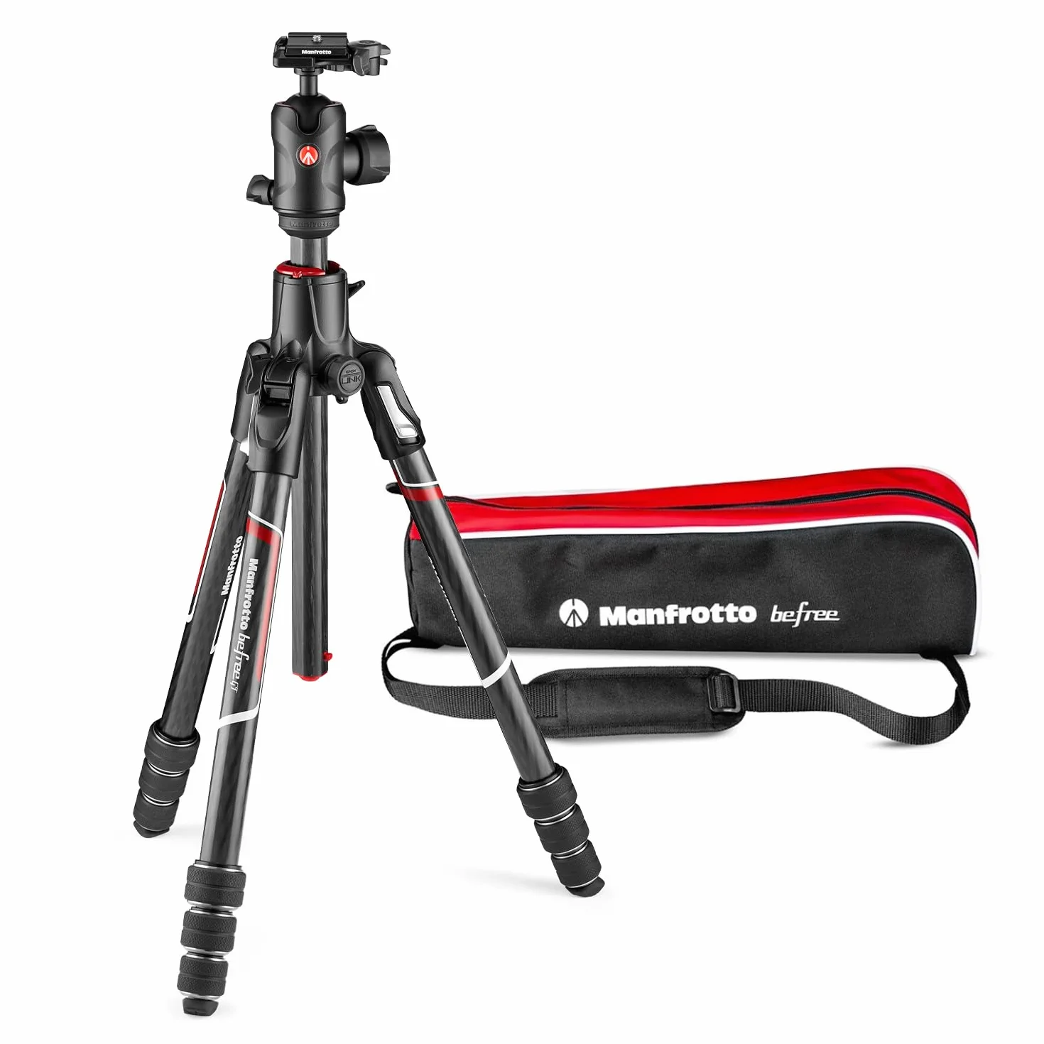Manfrotto Befree GT XPRO Carbon Kamerastativ 496 Kugelkopf Twist Lock-System 90-Grad-Säule 200PL-PRO-Platte DSLR spiegellose Kameras
