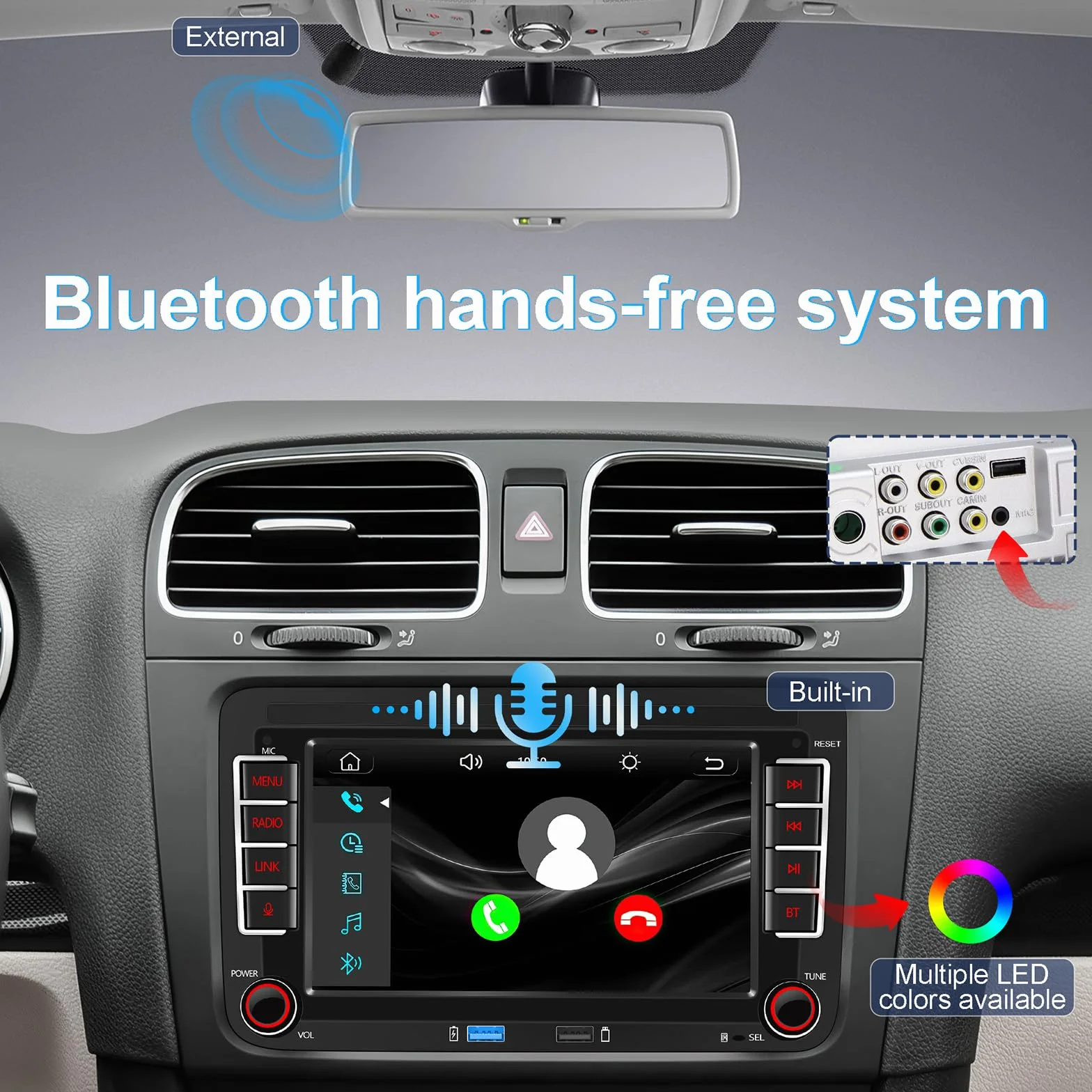 Autoradio für VW Golf 5/6/Jetta/Polo/Passat/T5/EOS-(Start in 3–5 Sekunden) | 7“ Display mit integriertem Apple CarPlay & Android Auto, FM/AM/DSP/Bluetooth / Mikrofon, Lenkradsteuerung – Plug-and-Play