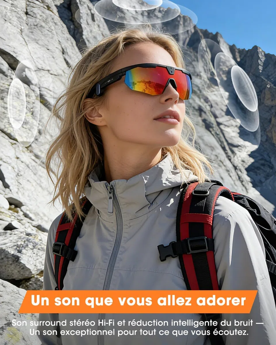 Mingtawn Smart Glasses mit 4K HD Anti-Shake Kamera & 3D Stereo Lautsprechern | Polariserte UV400 Sportsonnenbrille | Bluetooth KI-Brille für Outdoor-Videos, Fotos & Musik | HiFi Audio Action-Kamera