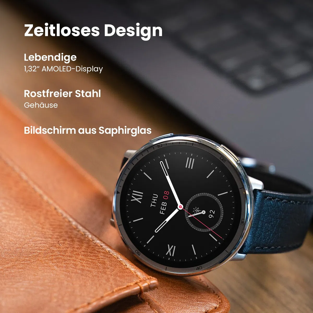 Amazfit Active 2 Smart Watch 44mm NFC GPS 5 ATM wasserdicht Fitness Tracker 160+ Sportmodi 10 Tage Akku