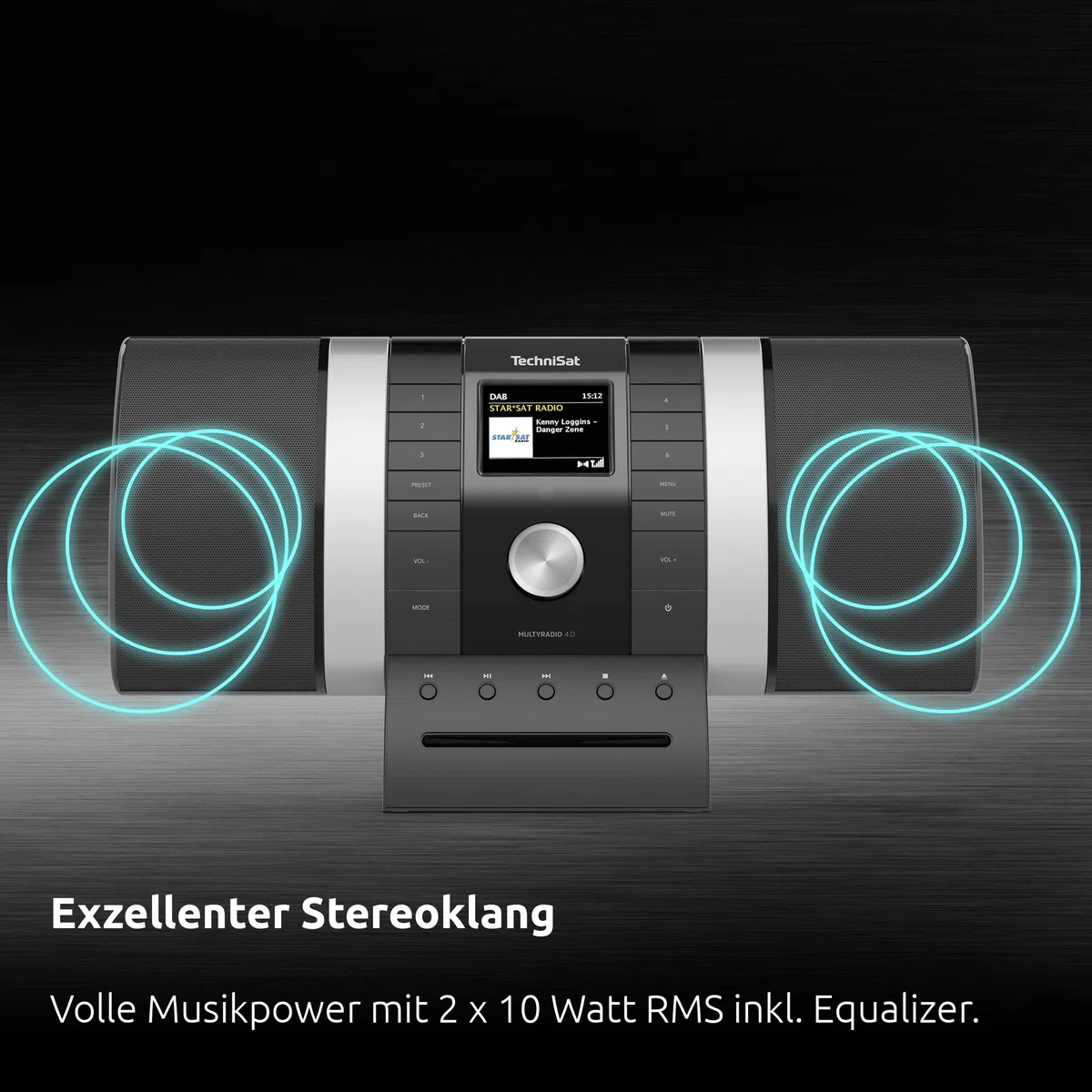 TechniSat MULTYRADIO 4.0 SE - Internetradio (WLAN Radio, DAB+, UKW, Spotify, Bluetooth, CD-Player, USB, Farbdisplay, 2 x 10 Watt Stereo Lautsprecher) Schwarz/Silber