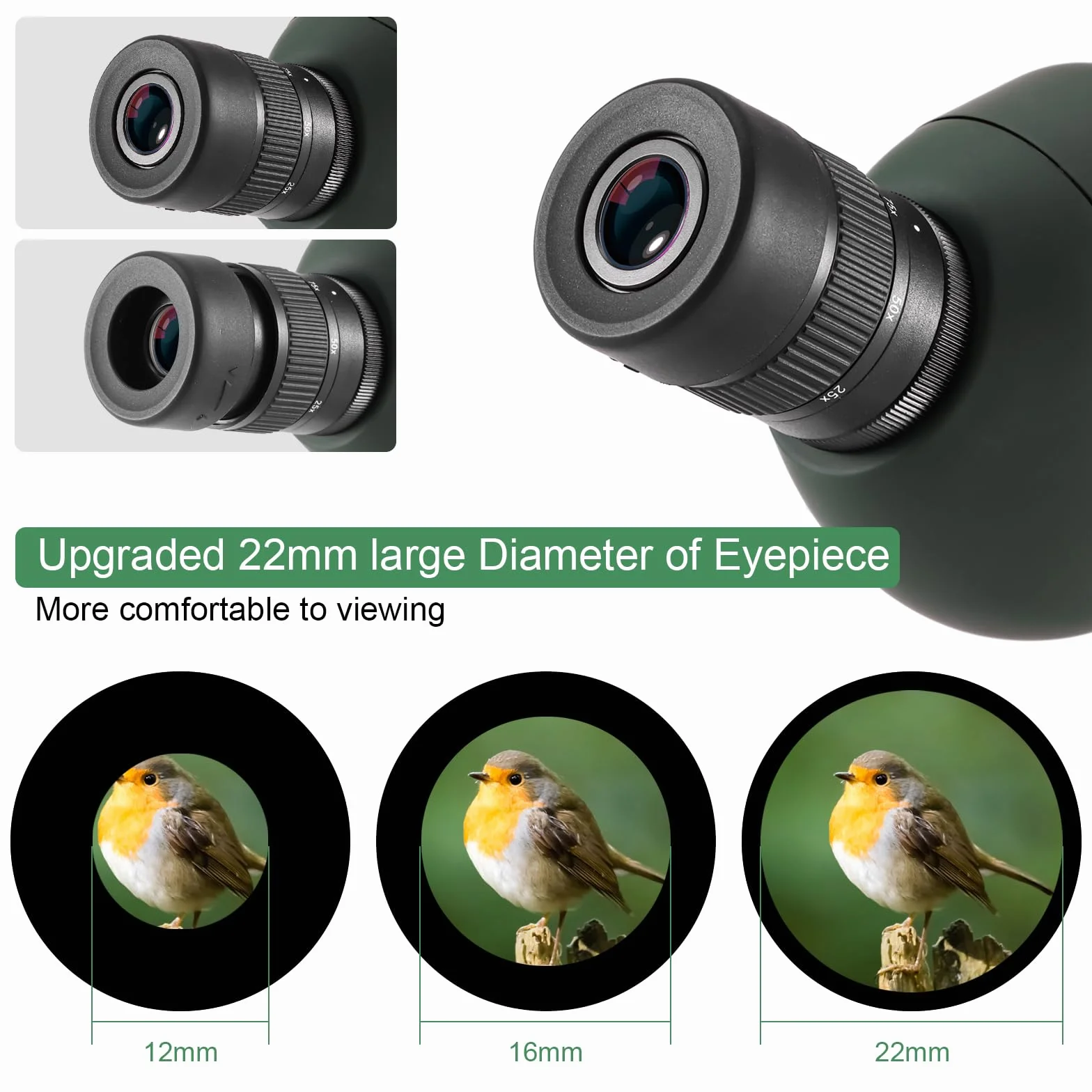 Spektiv mit Stativ 25-75x70,Spektiv Sportschützen HD IP67 Wasserdichtes BAK4 Porro Prism FMC Monokular Teleskop mit Smartphone Adapter für Bogenschießen, Vogelbeobachtung, Mond