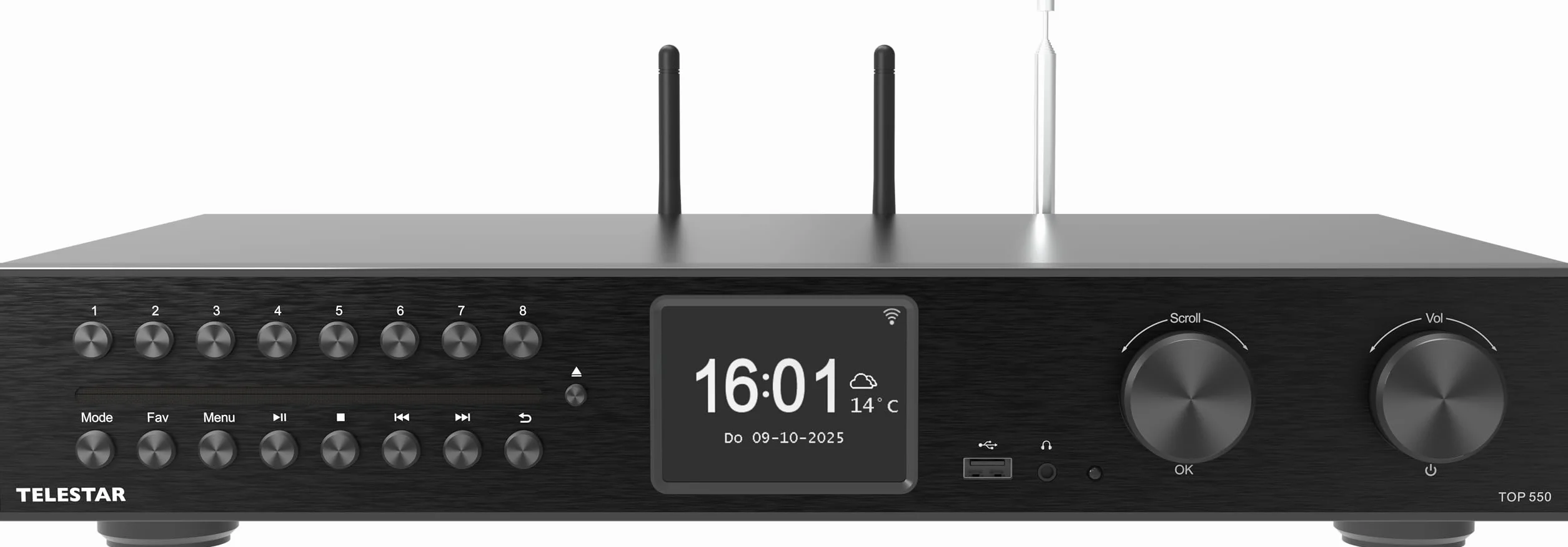 TELESTAR TOP 550 – HiFi-System mit Verstärker & CD-Player, 43 cm – Schwarz | 2 × 30 W, Internetradio/DAB+, Bluetooth Audio-Streaming & Sendefunktion, Hotelmodus, USB-Aufnahme, Streamingdienste