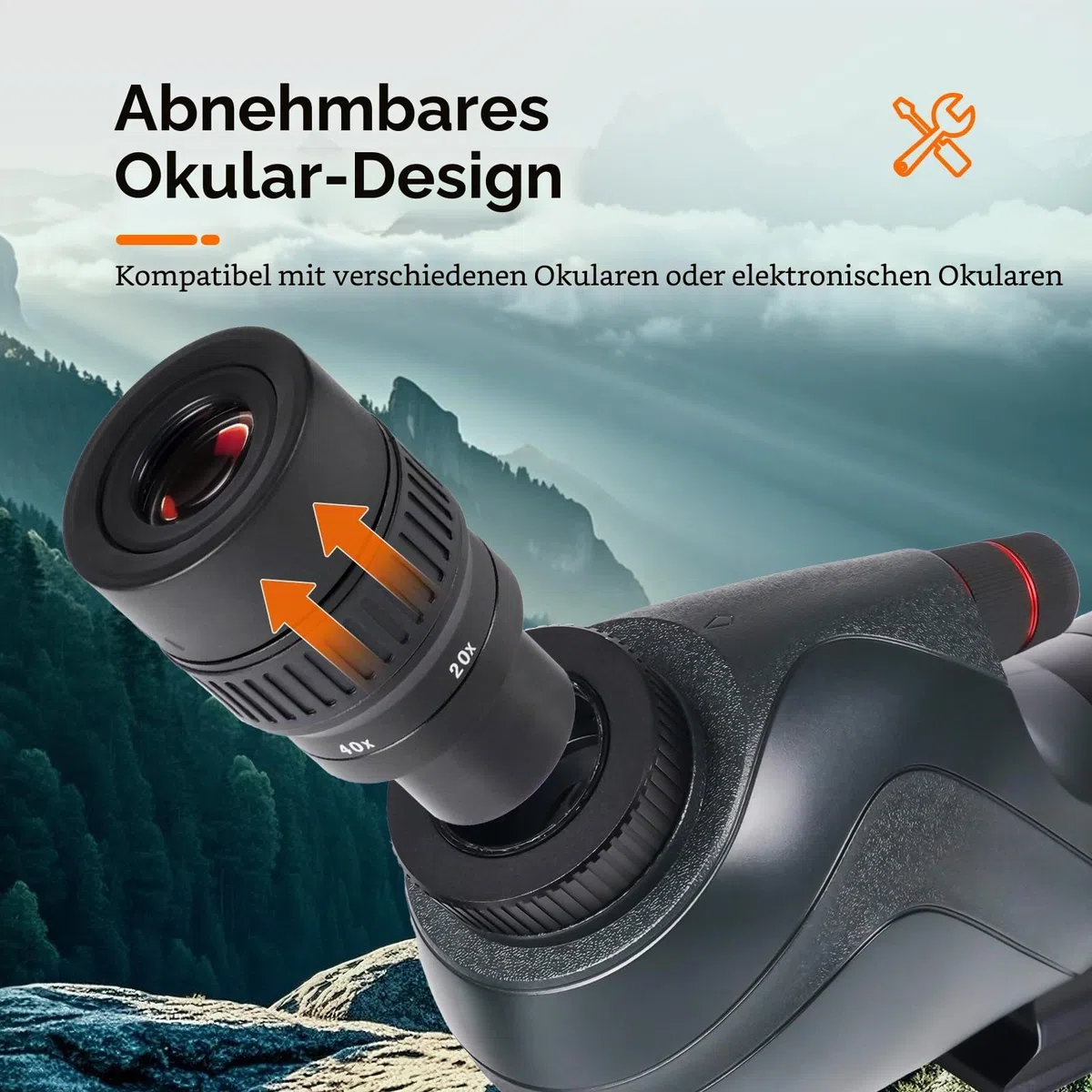 Svbony SV406 20–60x80 mm Spektiv, HD FMC BAK4 Porro Prism für Sportschützen mit Dual Focus, 1.25'' Abnehmbares Okular, IPX7 Wasserdicht mit Stativ Tragetasche für Vogelbeobachtung Wildtiere Scenery