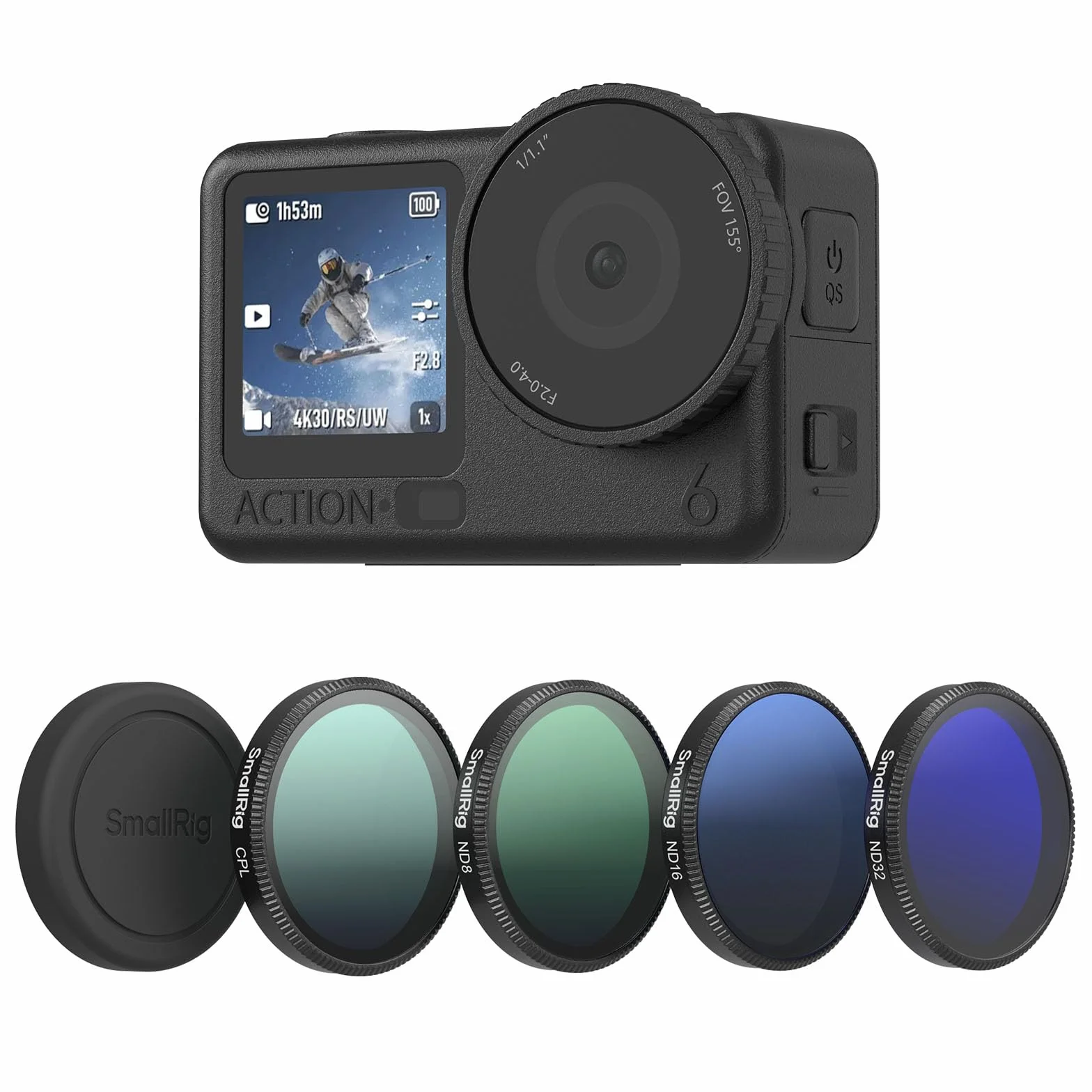 SMALLRIG ND-Filter-Set für DJI Osmo Action 6, 5er-Pack CPL, ND8, ND16, ND32 Aufsteck-Polarisationsfilter & Silikon-Objektivabdeckung, HD-Optikglas/Mehrfachvergütete Filter – 5895