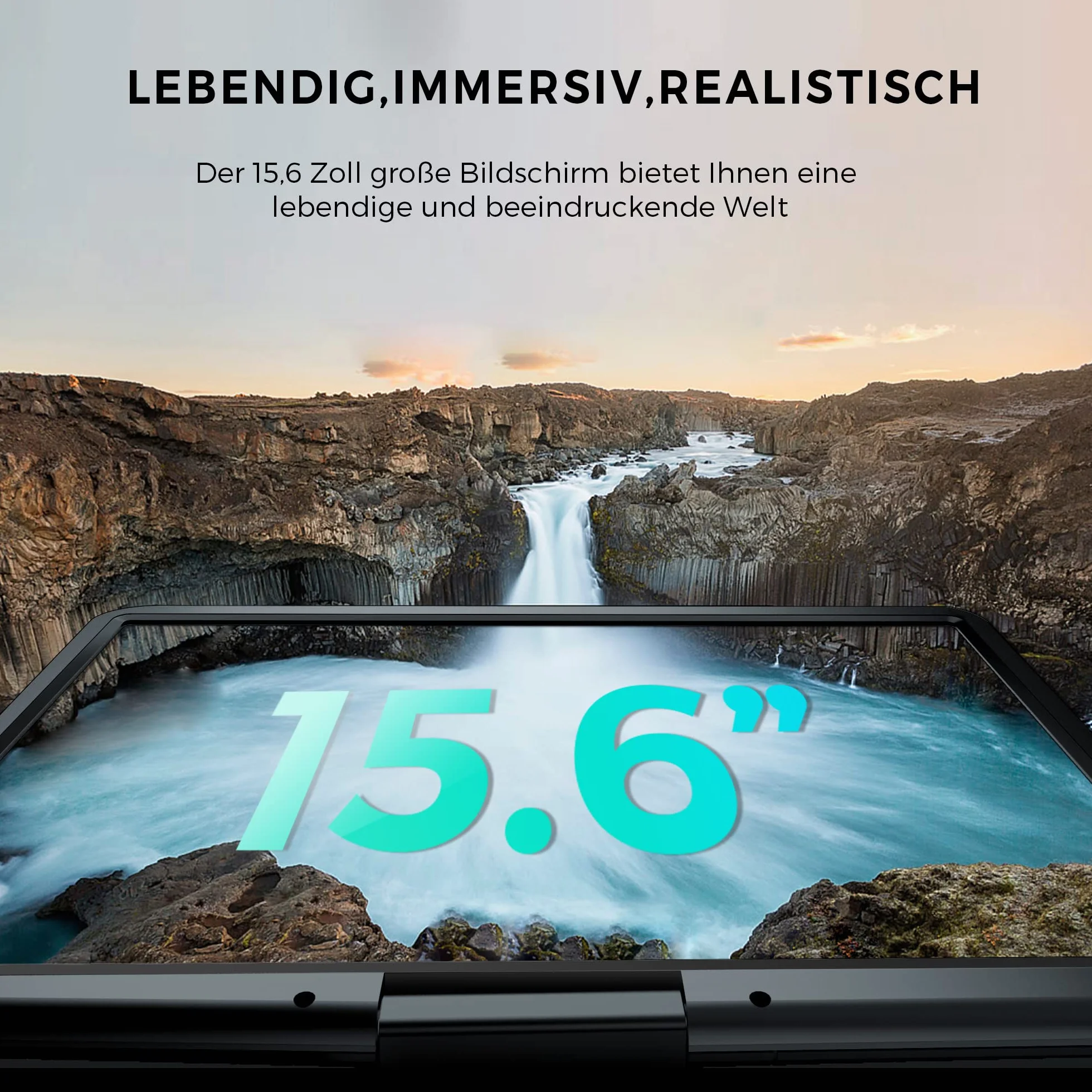 SUNPIN 17.9" Tragbarer DVD Player mit 15,6 Zoll HD Schwenkbaren Bildschirm, Stereo-Lautsprecher&Dual-Kopfhörer-Buchse, 6 Stunden aufladbare Batterie, Unterstützung Sync TV/USB/SD-Karte, Schwarz