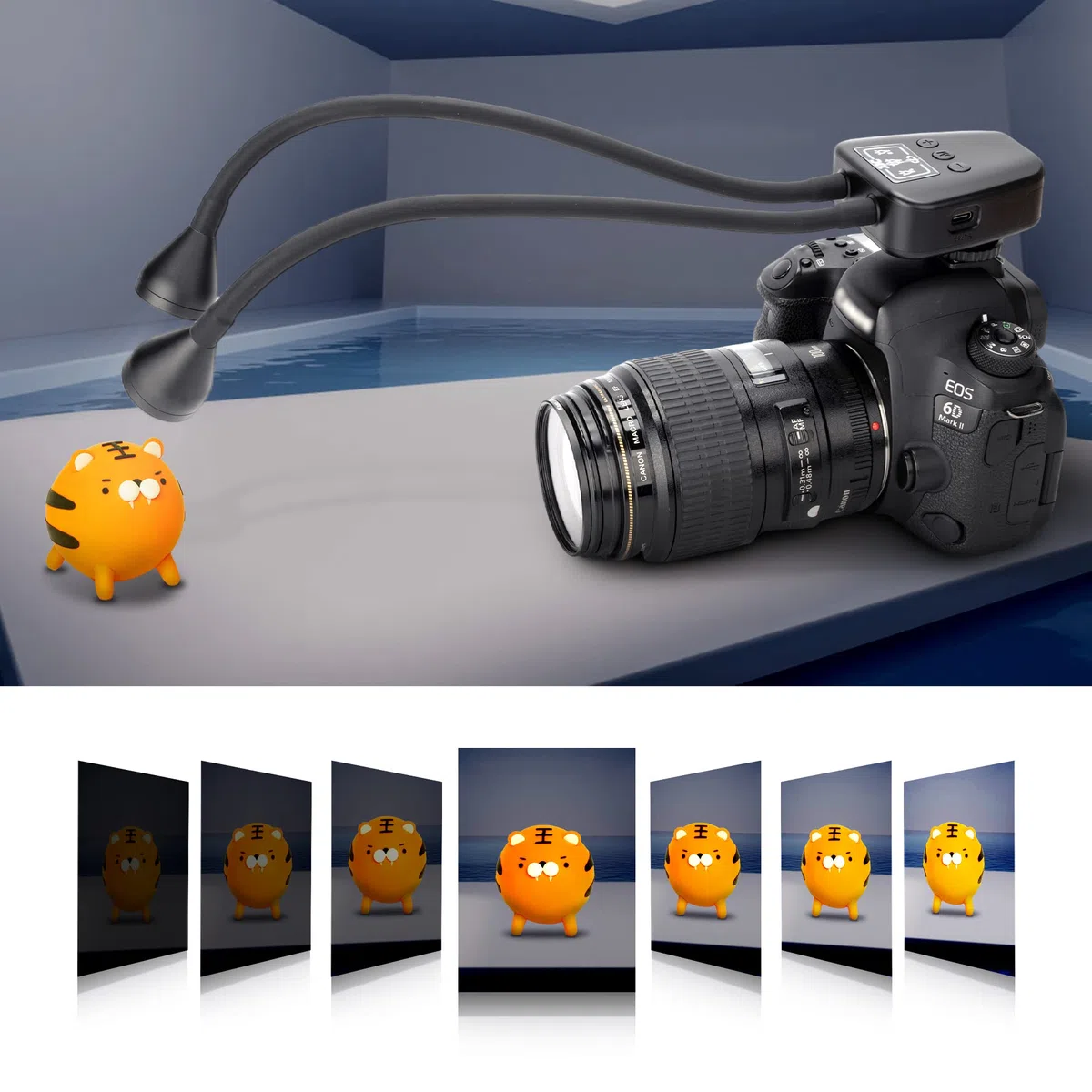 JJC Makro Arm Licht, LED Kamera Licht mit Integriertem Akku, 5600K 24000Lux 10 Stufen einstellbare Helligkeit Beleuchtung Cold Shoe Mount 1/4 Schraube Lampe passt Close-up Fotografie