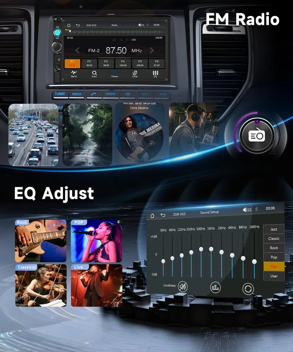 VECHTEL DAB+/DAB Autoradio 2 Din mit Drahtloses Carplay Android Auto, 7 Zoll IPS HD Touchscreen Auto Radio Unterstützung Bluetooth5.2 FM Radio USB/AUX Mirror Link Rückfahrkamera