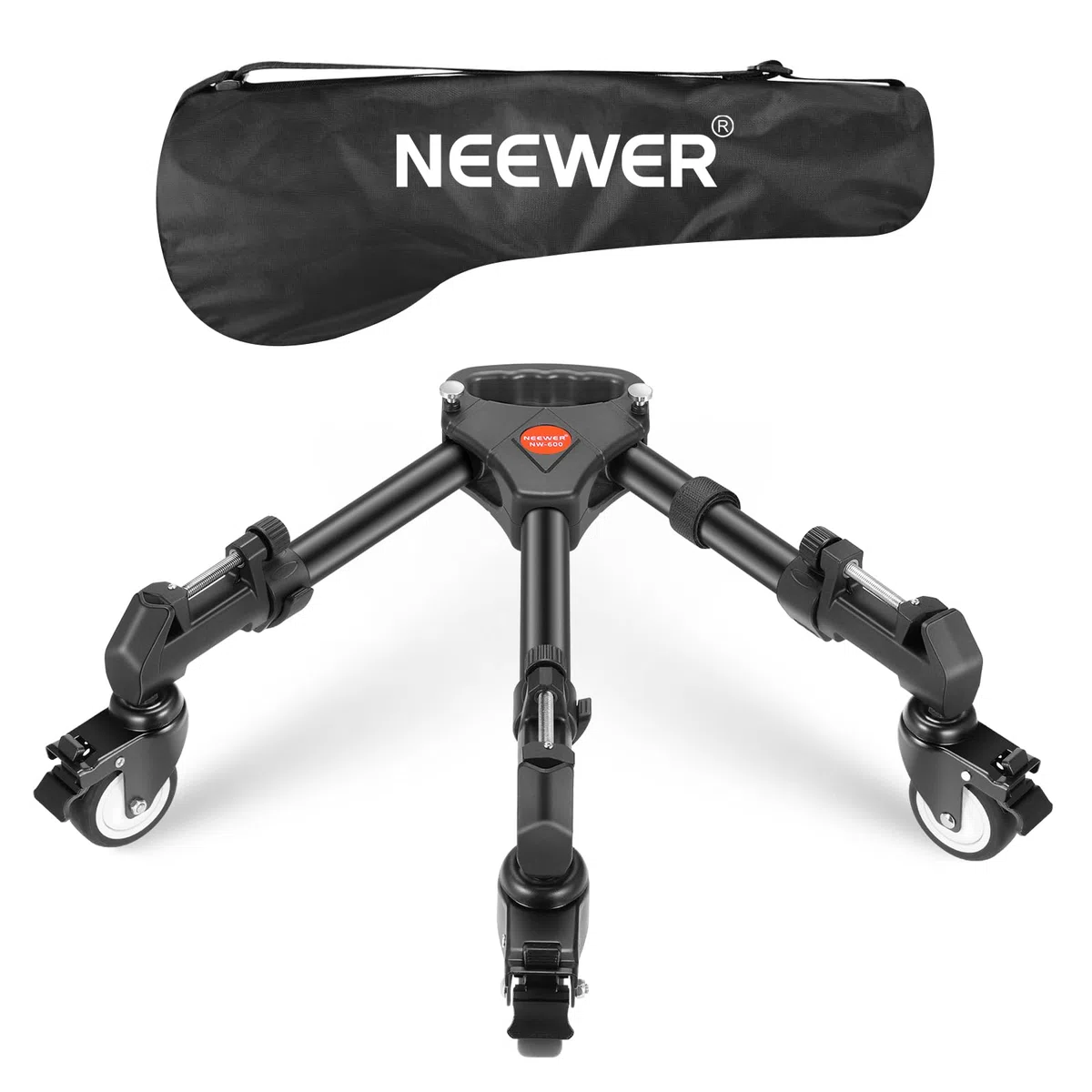 NEEWER Fotostativ Dolly, Heavy Duty 50lbs Kapazität Stativ Räder mit 3 Zoll Gummiräder, verstellbare Beinhalterung und Tragetasche für Canon Nikon Sony DSLR Kameras