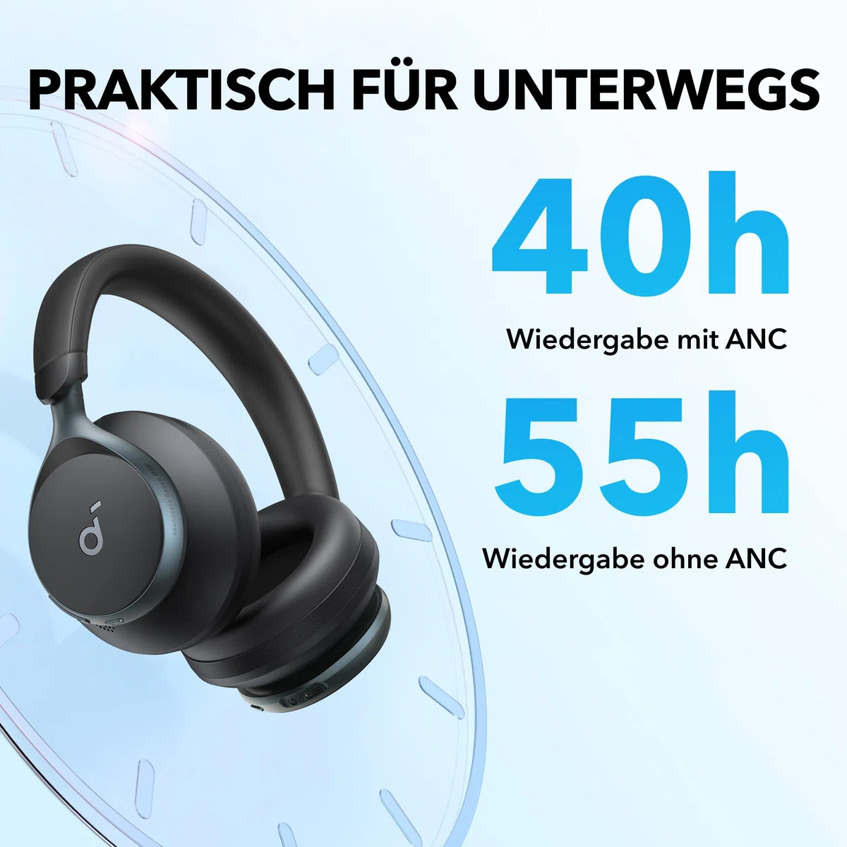 soundcore by Anker, Space One, Active Noise Cancelling Headphones, 2X Stronger Voice Reduction, 40H ANC Playtime, App Control, LDAC Hi-Res Wireless Audio, Comfortable Fit, Clear Calls, Bluetooth 5.3