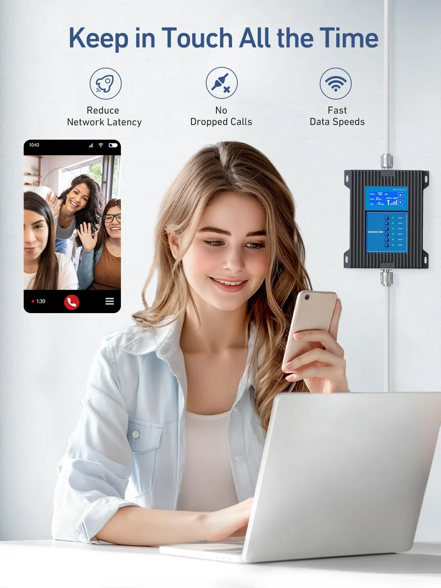 GSM Repeater für Zuhause Büro Handy Signalverstärker Verstärkt 5G 4G LTE Bändern 1, 3, 7, 8, 20 und 28 für alle Deutschen Netzbetreiber Mobilfunk Signalverstärker Unterstützt O2, T-Mobil