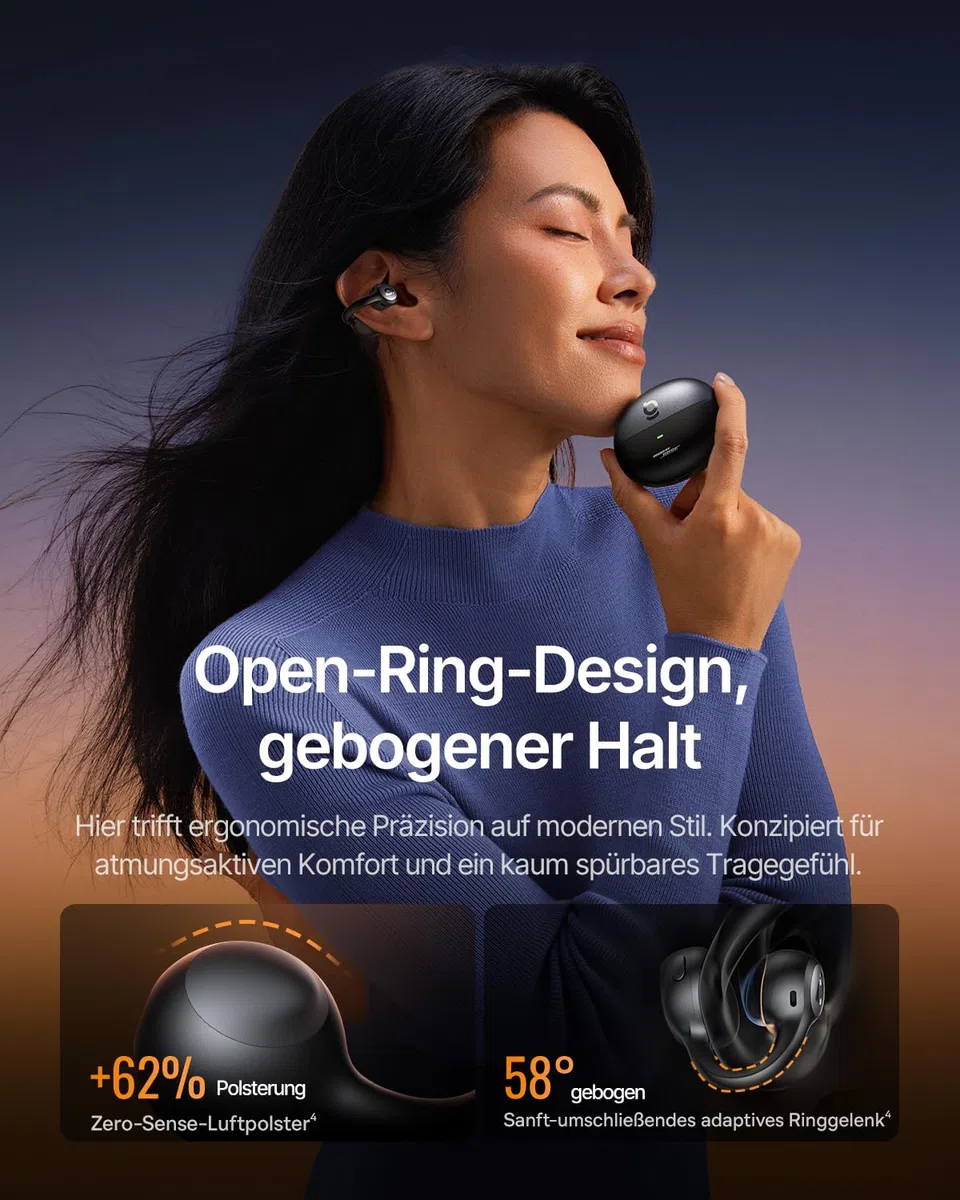 Baseus Inspire XC1 Open-ear Kopfhörer, Sound by Bose, Cloud-Komfort Open Earbuds mit Dolby Audio | Hi-Res | Hybride 2-Wege-Treibereinheit | Knowles BA-Tweeter, 40 Std. Spielzeit, IP66, KI-klare Anrufe