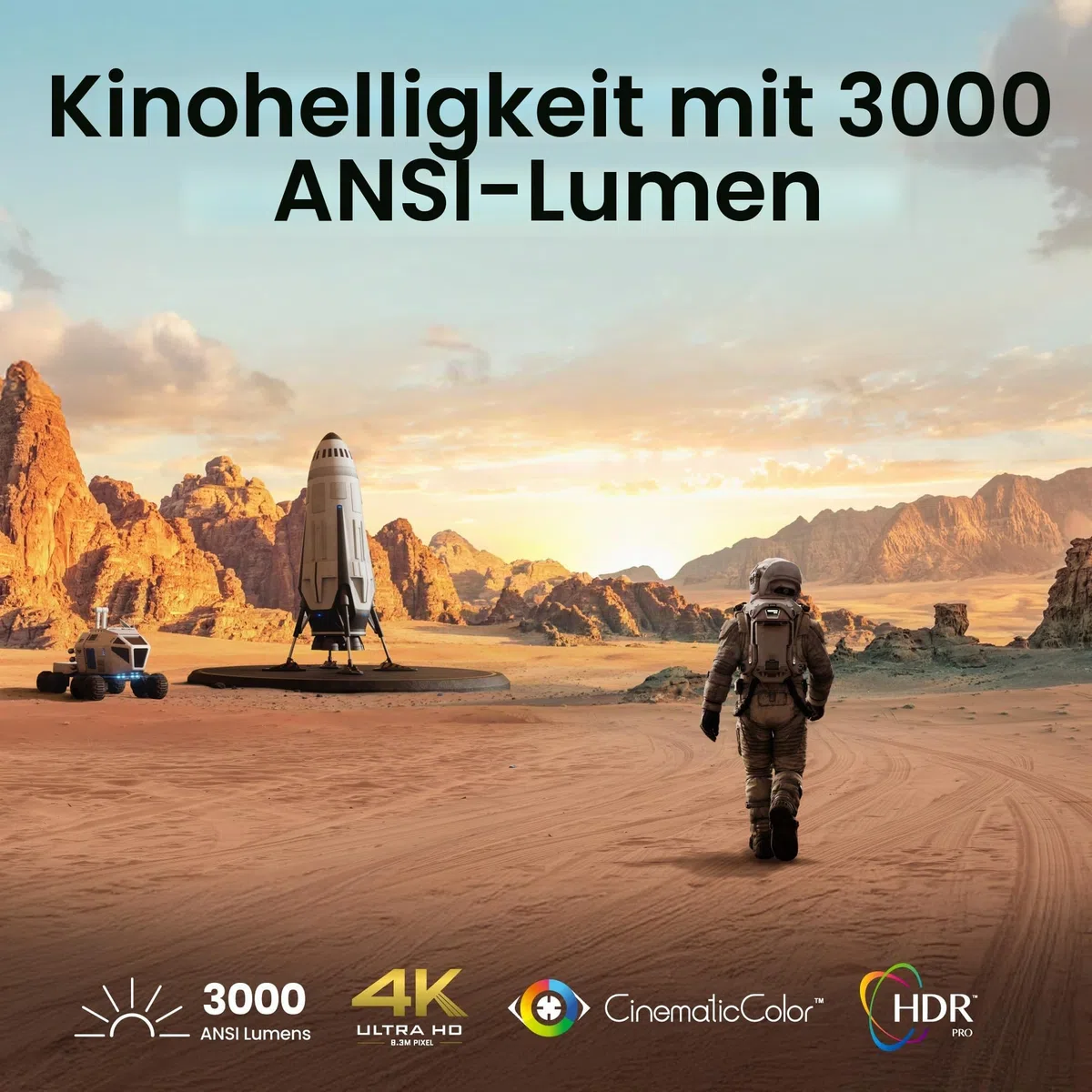 BenQ TK705STi 4K HDR Kurzdistanz Beamer, 3000 ANSI-Lumen, Google TV, Netflix, geringer Input-Lag, automatische Bildanpassung, Bluetooth, HDMI 2.1, MEMC, HDR 10+, leiser Beamer, Grau