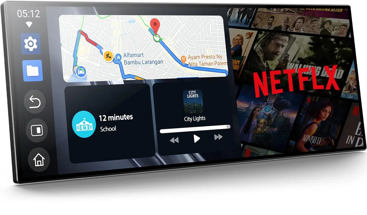 LAMTTO CarPlay Display 10,25" Android Auto Bildschirm mit Net-Flix YouTube | Wireless Apple CarPlay & Android Auto mit Rückfahrkamera, Dual-Bluetooth Navigation OTA-Updates Mirror Link Sprachassistent