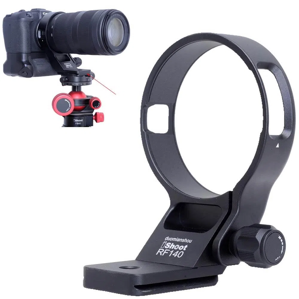 iShoot Metall-Stativ-Halterungsring, Objektivkragen, kompatibel mit Canon RF 100–400 mm f/5.6–8 IS USM, Objektivstützhalterung, Unterseite ist Arca-Swiss Fit Schnellwechselplatte Schwalbenschwanznut