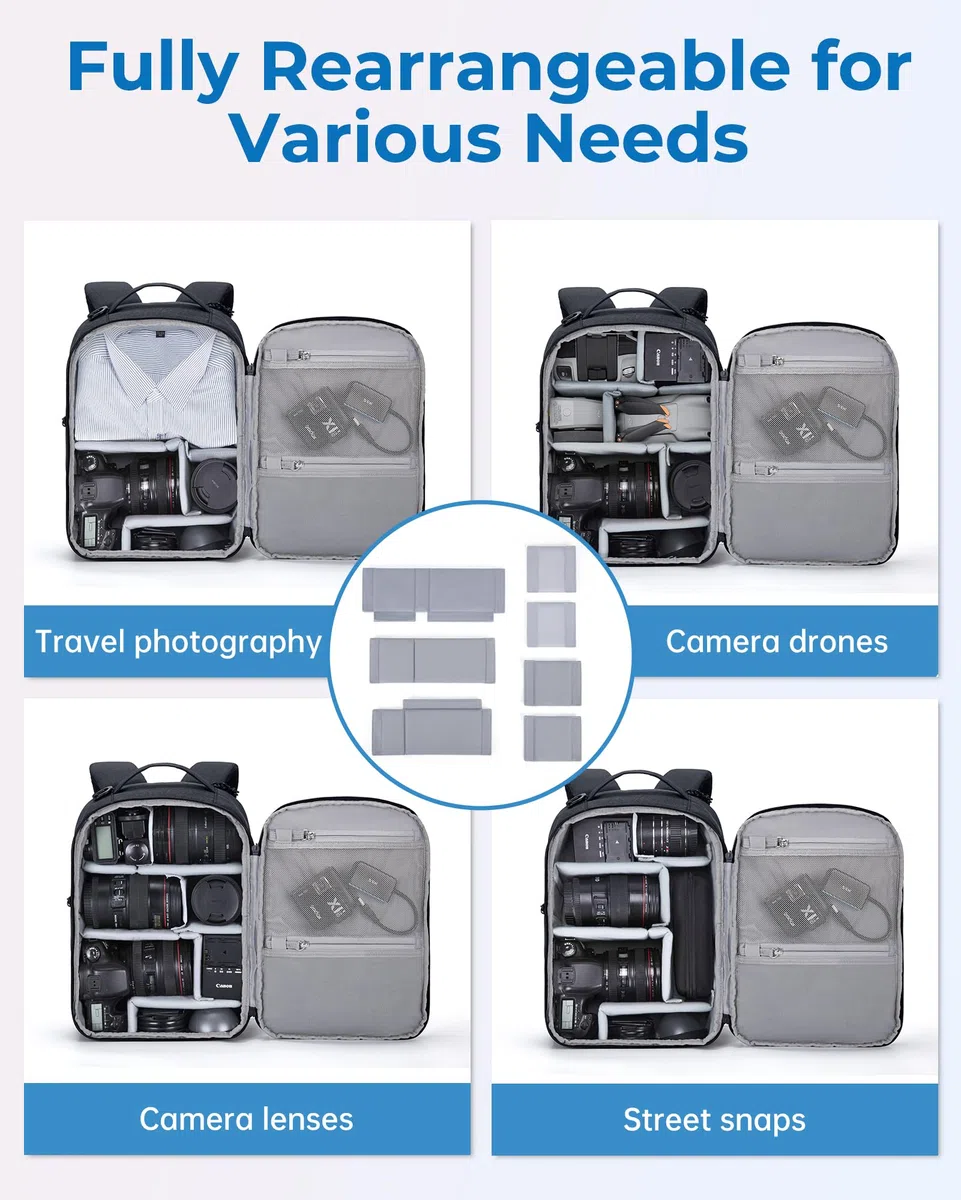 BAGSMART Kamerarucksack,DSLR SLR Klein Kameratasche für Fotografen Kompatibel,Schultergurt 2-in-1 Reiserucksack Passend für 12.9" iPad,für Sony,Canon,Nikon