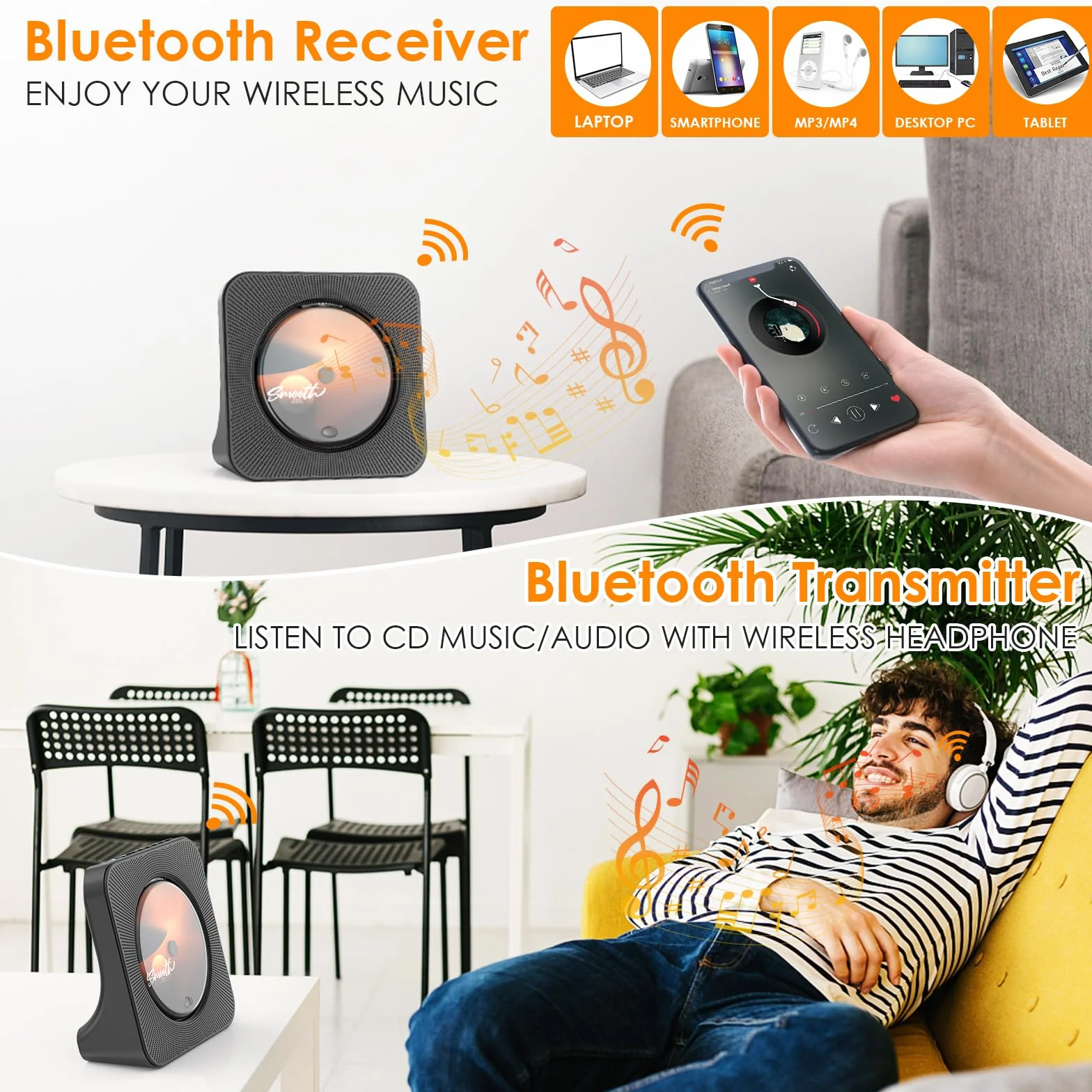 DVD Player mit HDMI CD Player Bluetooth mit Lautsprecher Fernbedienung Staubschutzhülle Bildschirm FM-Radio Timer USB-Wiedergabe AUX-Wiedergabe Kopfhöreranschluss Schwarz