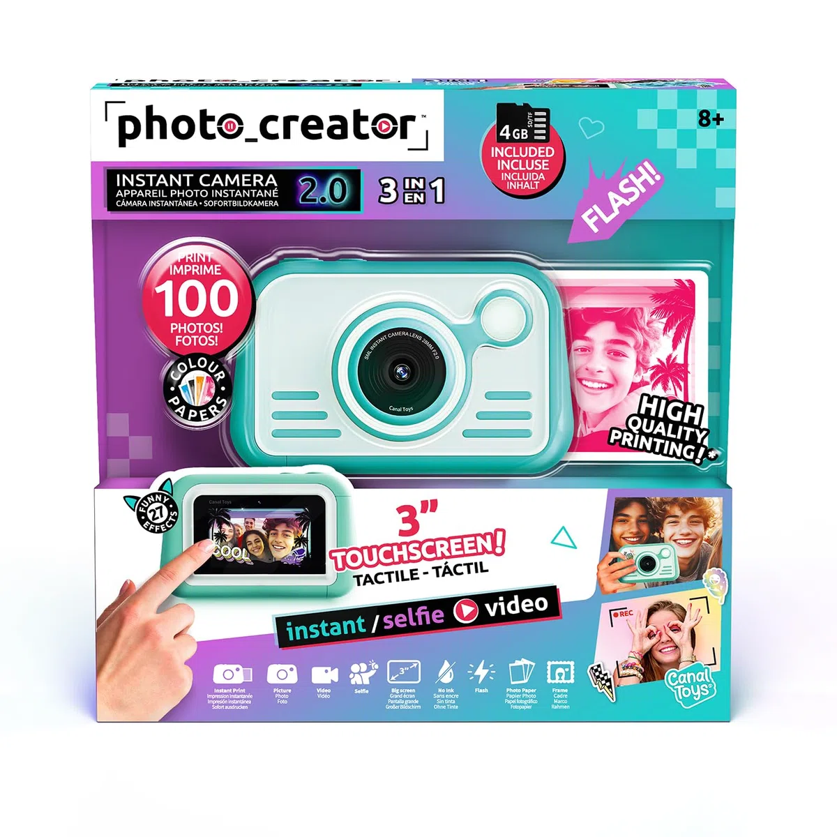 Canal Toys - Photo Creator - Sofortbildkamera in Blau für Kinder ab 8 Jahren - Geschenkidee, um Erinnerungen mit Freunden zu schaffen - Viel Spaß mit 4 Filtern und 22 Rahmen - Kinderkamera - CLK 046