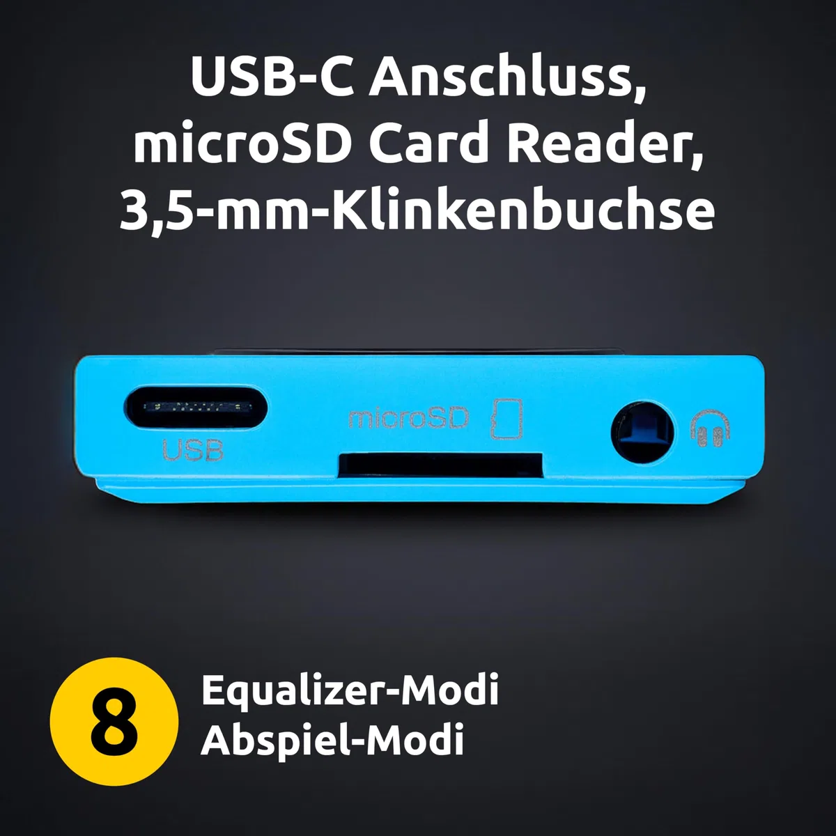 Intenso Video Scooter BT MP3 Player mit Bluetooth 5.0, 1,8 Zoll Farbdisplay, 64 GB microSD, USB-C, bis 18h Akku, inkl. Kopfhörer, blau