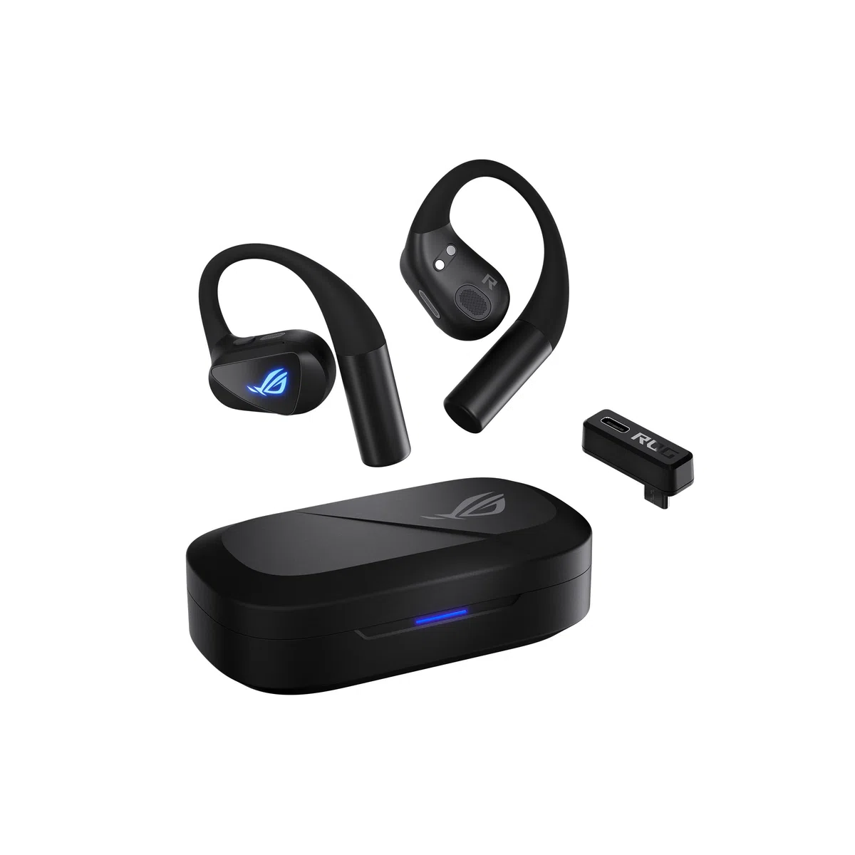 ASUS ROG Cetra Open Wireless Gaming Earbuds Kopfhörer | Dual-Mode-Bluetooth, ROG SpeedNova 2,4-GHz, offenes Ohrdesign, abnehmbares Nackenband, Quad-Mic mit AI Noise Cancellation