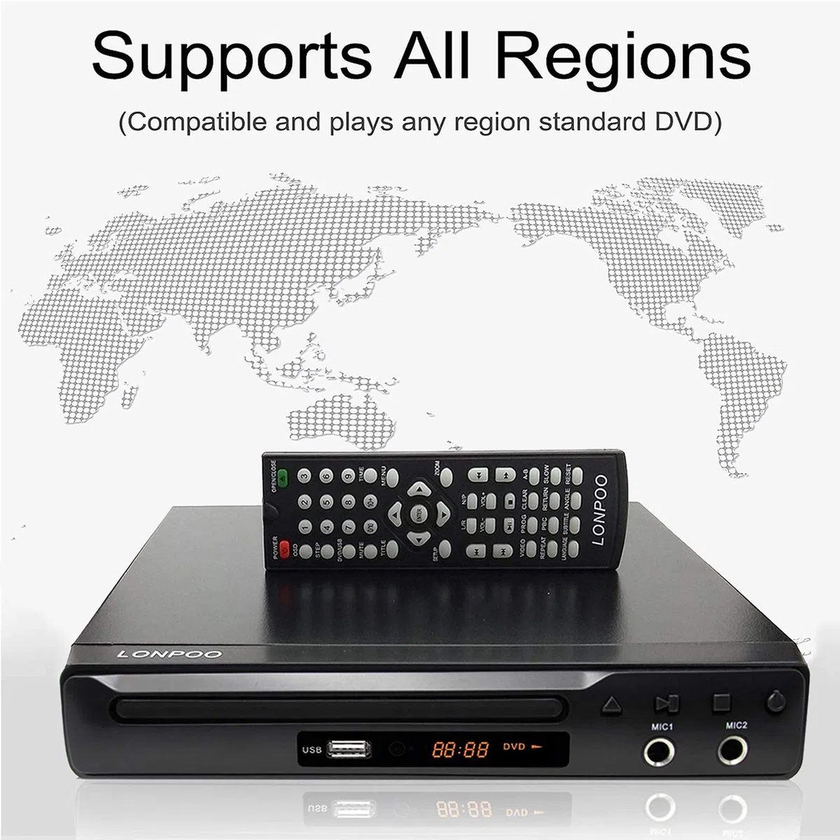 Kompakter DVD-Player für TV - HD DVD CD Player Codefree mit HDMI &RCA & SCART-Anschluss (LP-077DE)