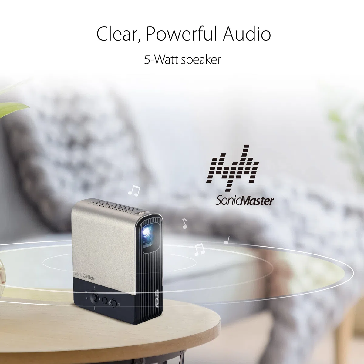 ASUS ZenBeam E2 Mini-LED Projektor (Beamer, Auto-Portrait-Modus, 300 LED-Lumen, WVGA, kabellose Projektion, USB Typ-A. HDMI, 4 Stunden Akkulaufzeit)