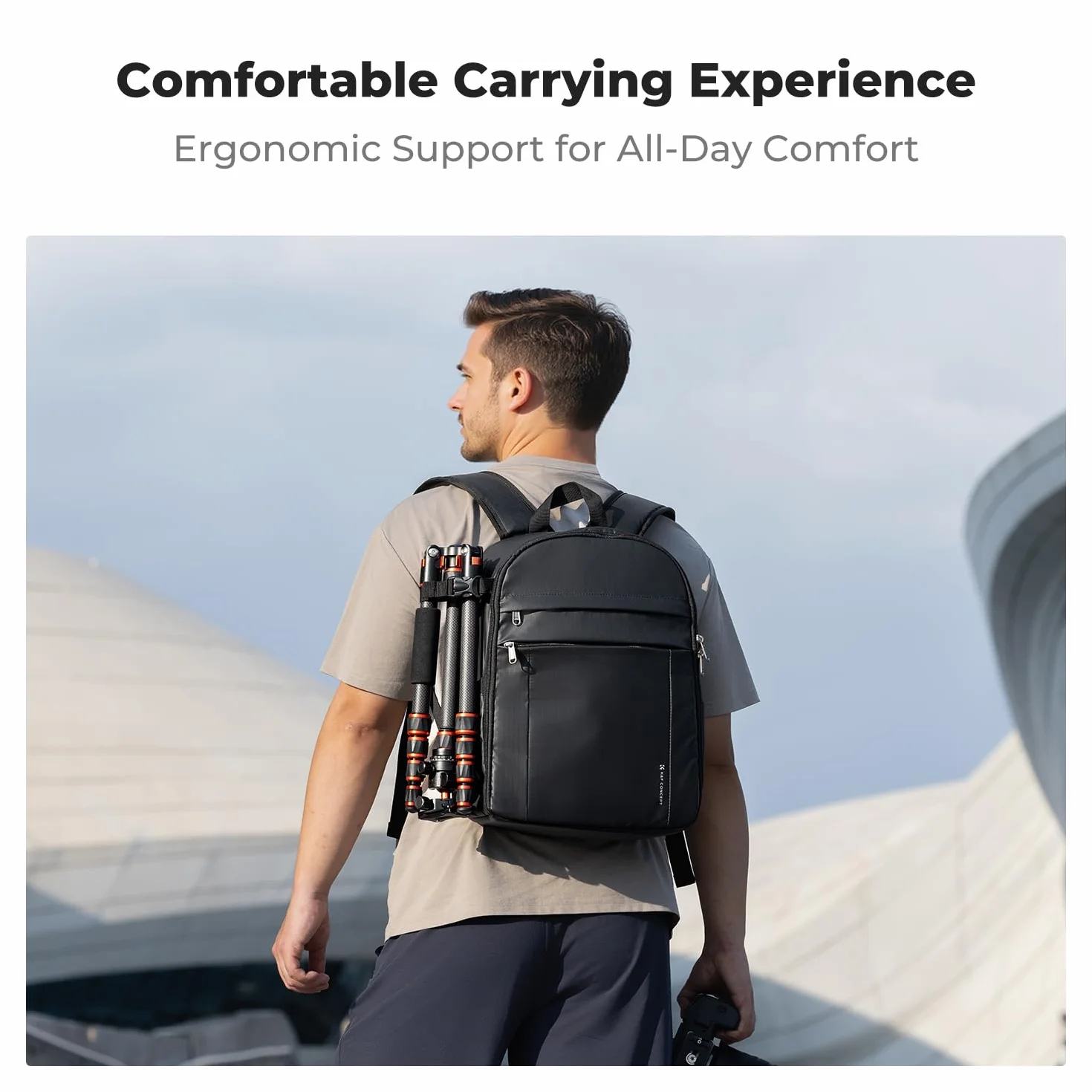 K&F CONCEPT Kamerarucksack Fotorucksack Kompakt & Leicht mit Regenschutz, Camera Backpack für Spiegelreflex DSLR SLR Stativ, Kameratasche für Fotografie & Alltag