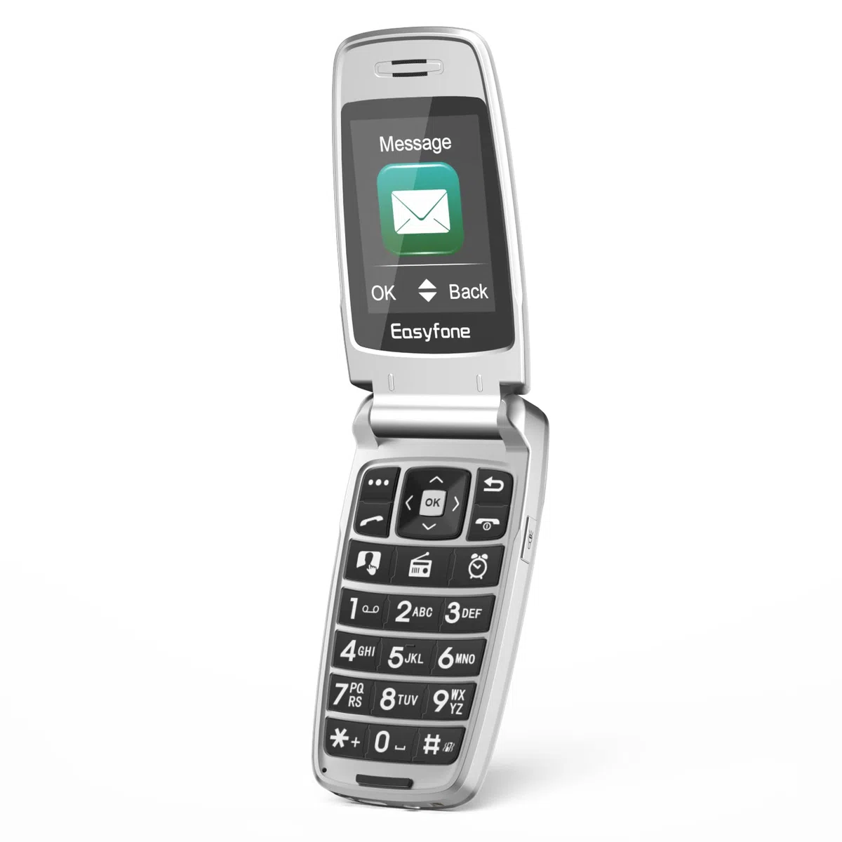 Easyfone T300 4G Seniorenhandy Klapphandy ohne Vertrag, Großtasten Mobiltelefon Einfach und Tasten Notruffunktion, Taschenlampe, 1500mAh Akku und Ladestation (Schwarz)