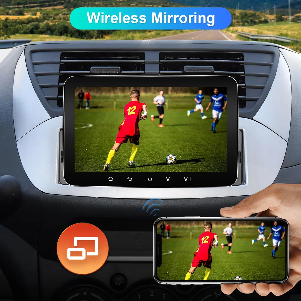 Android Autoradio 1din mit Navi 7 Zoll Bildschirm Wireless CarPlay & Android Auto Car Play Radio Touch Display mit Bluetooth FM WiFi GPS SWC USB 2G+32G 1 din